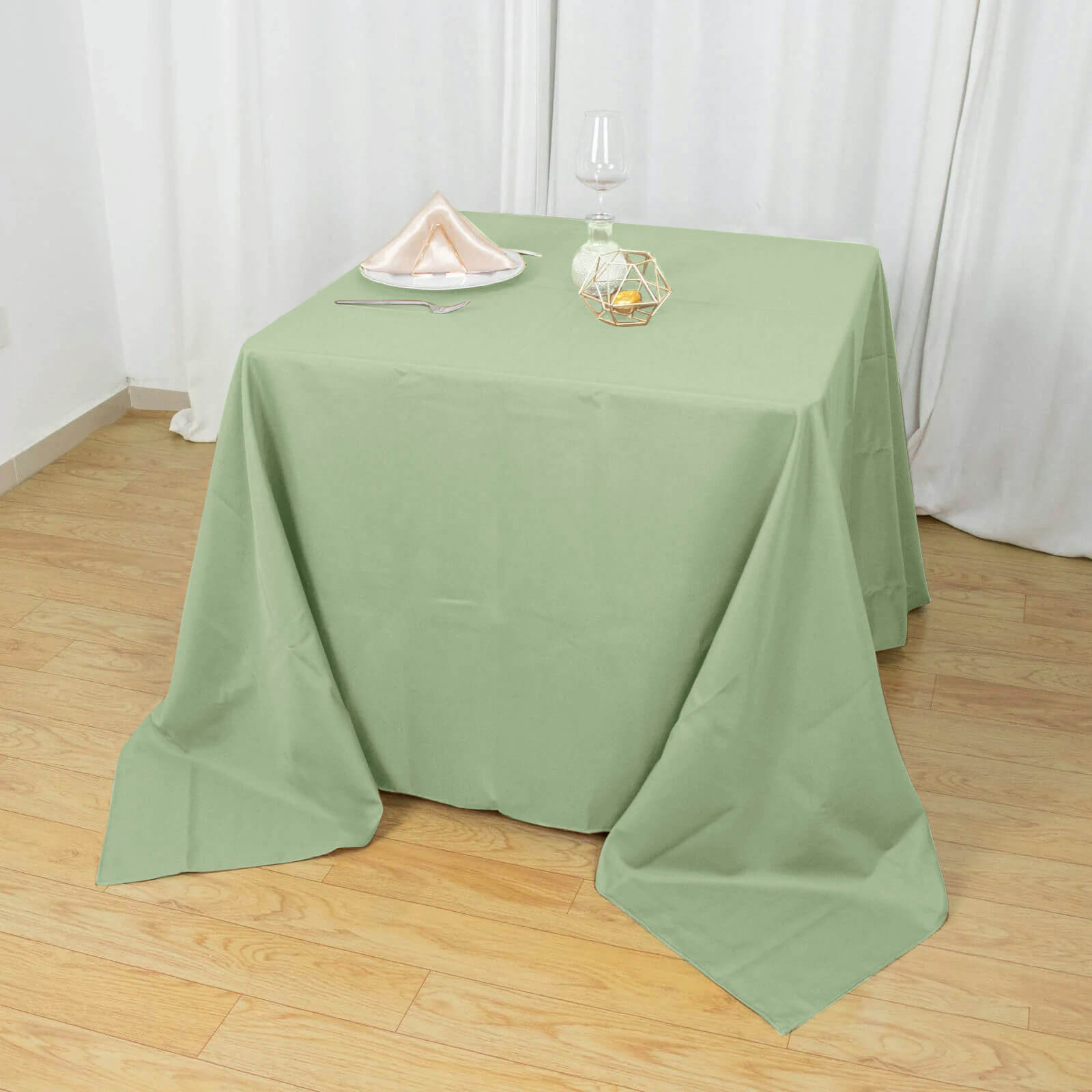 Polyester 90x90 Table Overlay Square Tablecloth Sage Green - Wrinkle-Resistant & Durable Table Cover