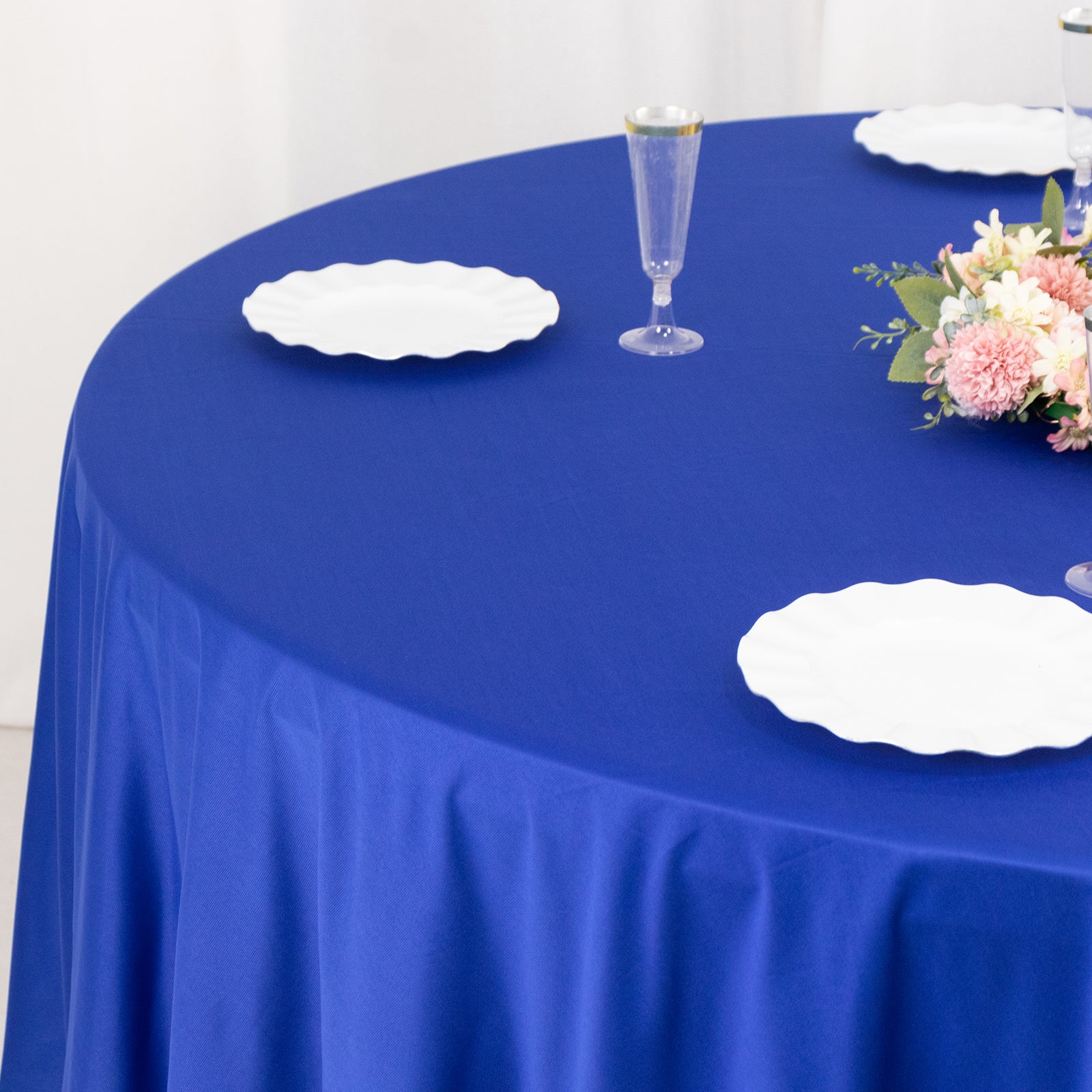 Premium Scuba Round 108 Tablecloth Royal Blue - Wrinkle Free & Stain Resistant Table Cover