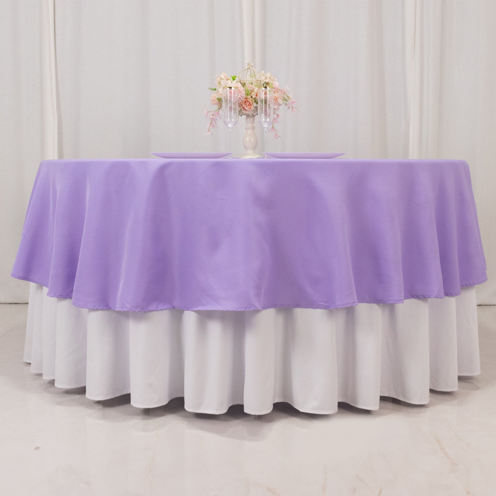 Premium Polyester 90 Round Tablecloth Lavender Lilac - Stain and Wrinkle-Resistant Design with 220GSM Thickness Table Cover