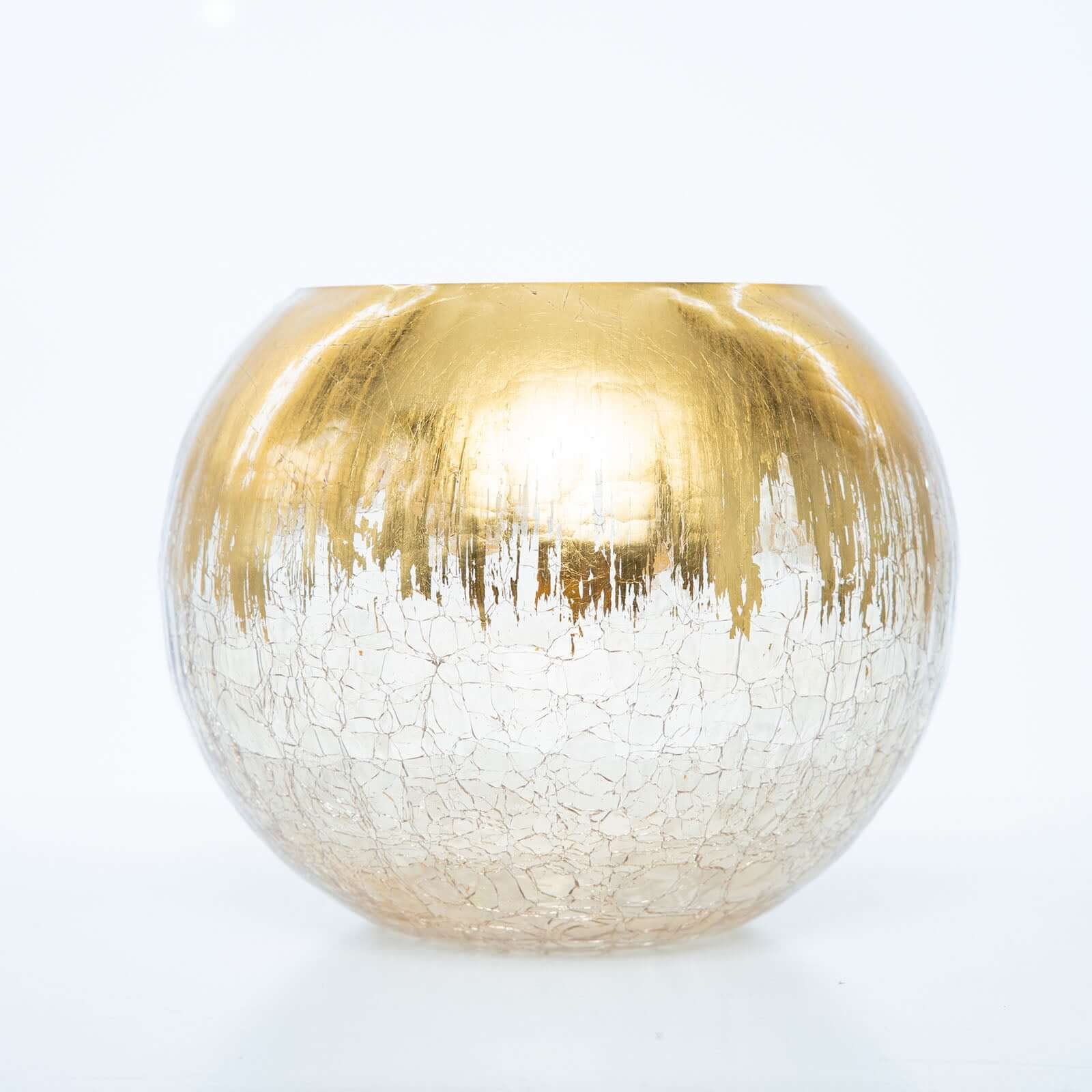 Glass Flower Vase Gold Foiled Crackle Bubble - Decorative Floral Centerpiece for Tables 6