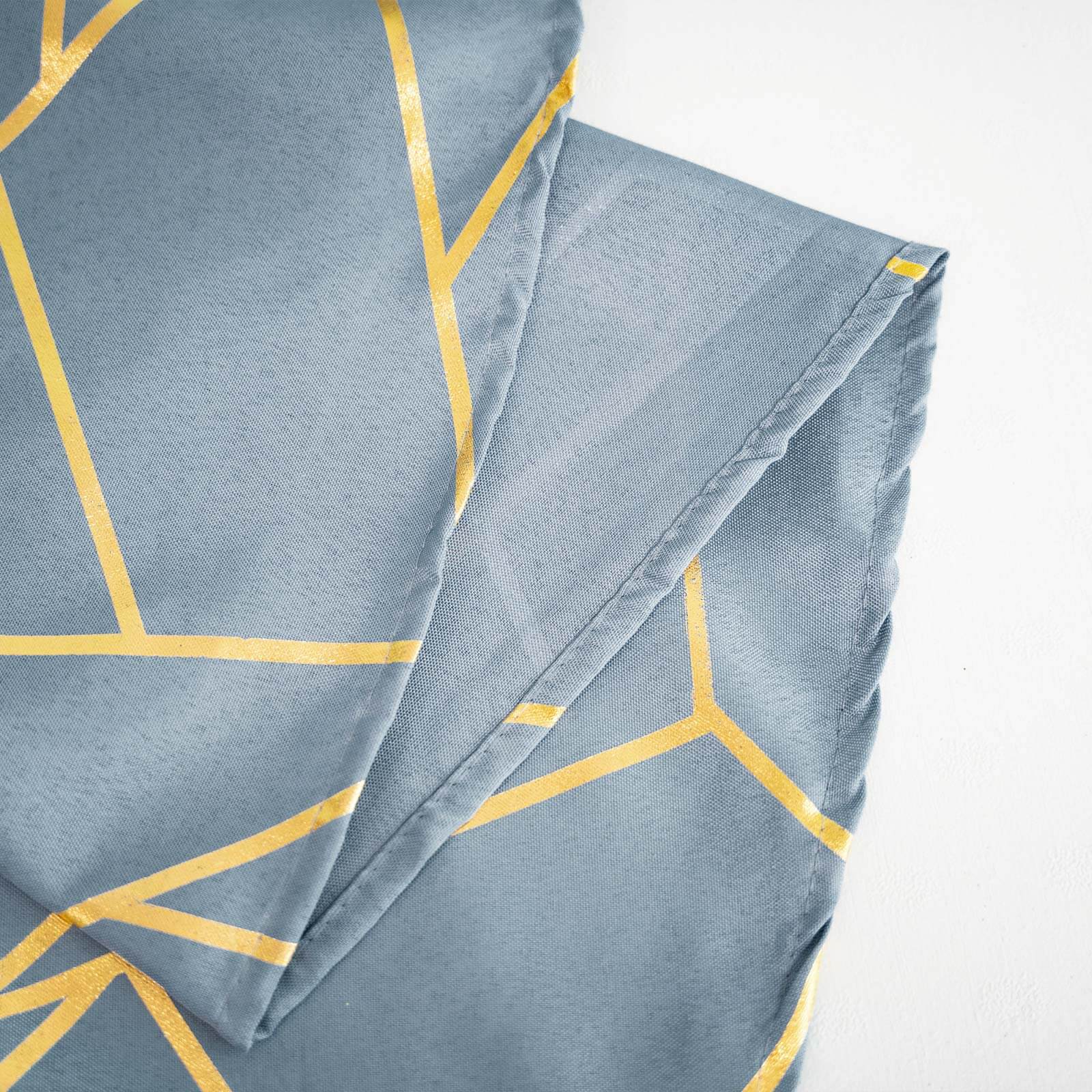 Polyester 120 Round Tablecloth Dusty with Gold Foil Geometric Pattern Wrinkle-Resistant Seamless Table Cover
