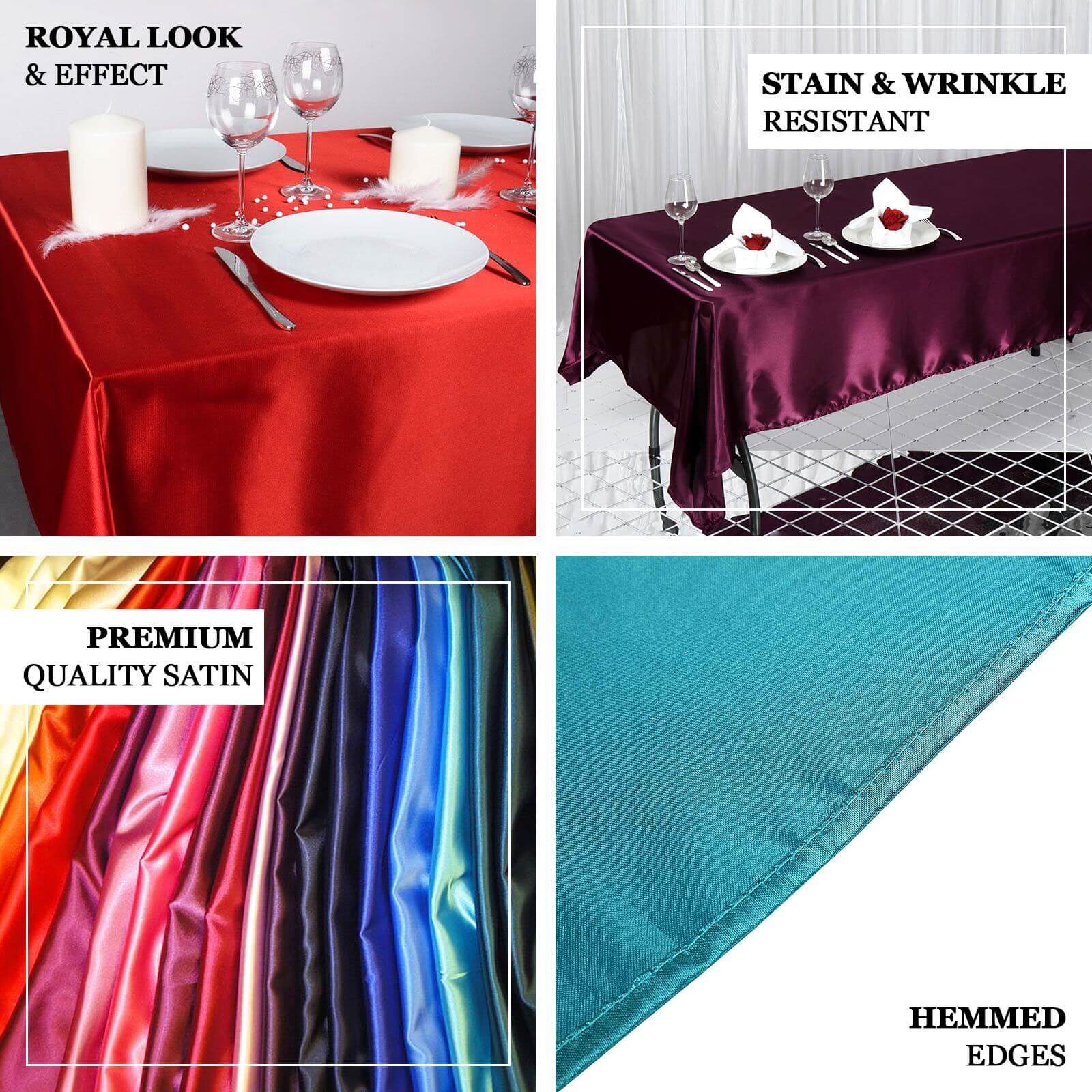 Satin Rectangular 60x102 Tablecloth Terracotta (Rust) - Smooth and Lustrous Table Cover