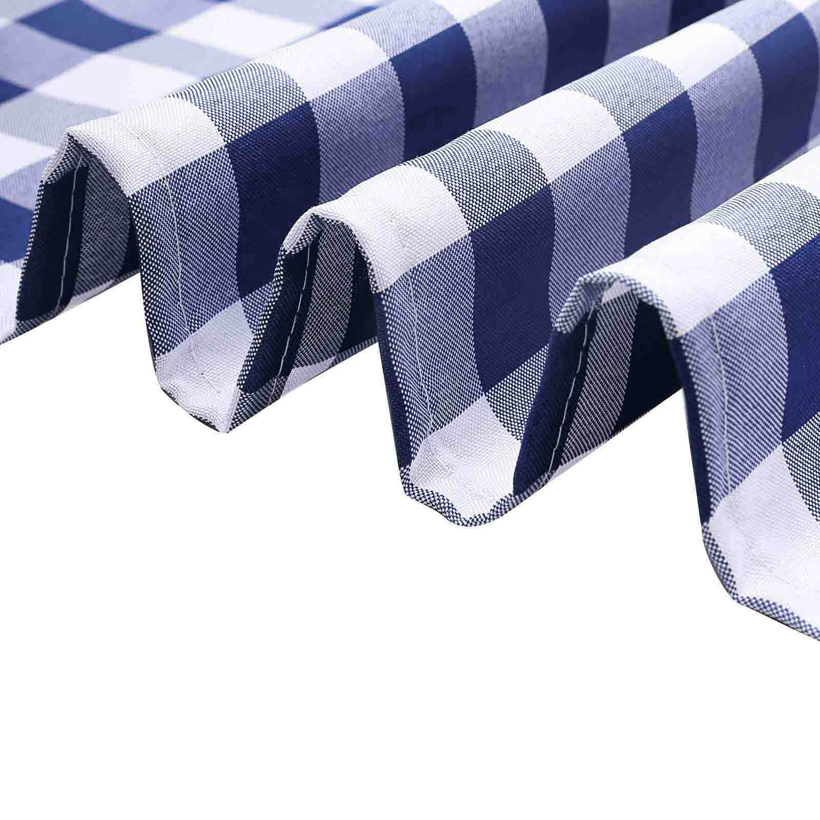 5 Pack Polyester 15x15 Napkins Navy Blue/White Buffalo Plaid Gingham Style Cloth Napkins