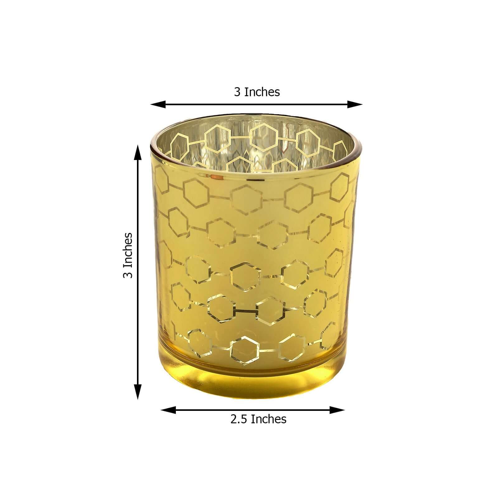 6-Pack Mercury Glass Candle Holders Gold with Honeycomb Design - Votive Candle Containers 3