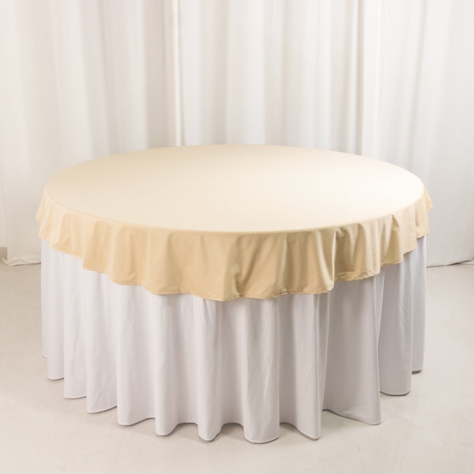 Premium Scuba Round 70 Tablecloth Beige - Wrinkle Free & Stain Resistant Table Cover