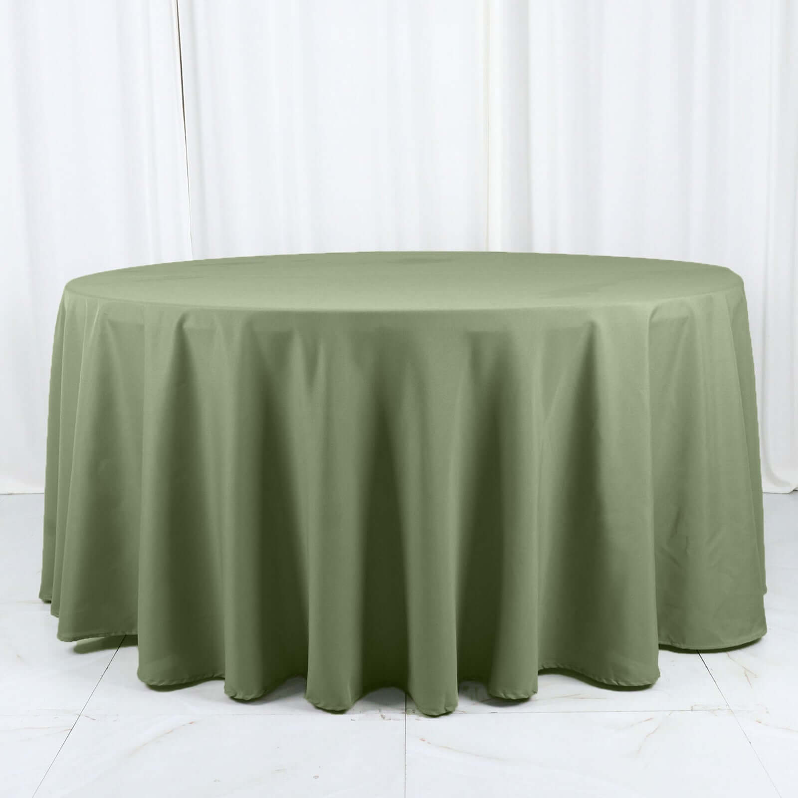 Polyester 120 Round Tablecloth Dusty Sage Green - Seamless Wrinkle-Resistant Table Cover