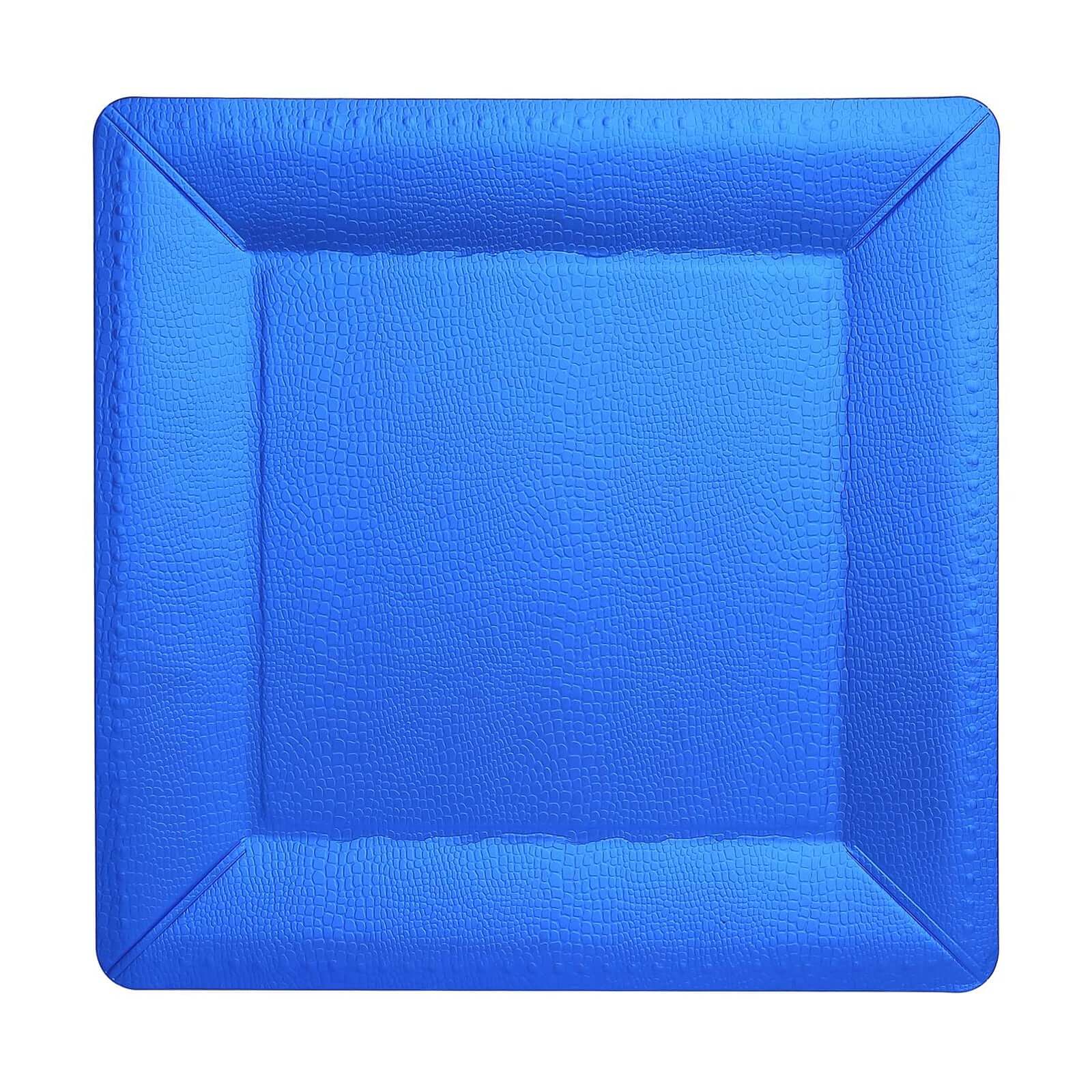 10-Pack Disposable Square Charger Plates in Royal Blue with Leather Like Texture - 1100GSM Durable Paper Chargers 13