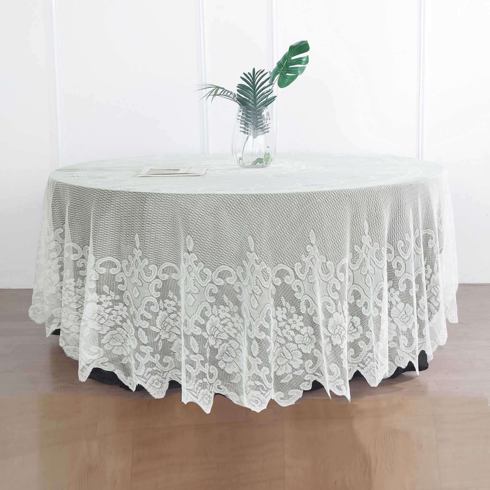 Lace 108 Round Tablecloth Ivory - Premium Design for Formal Table Settings