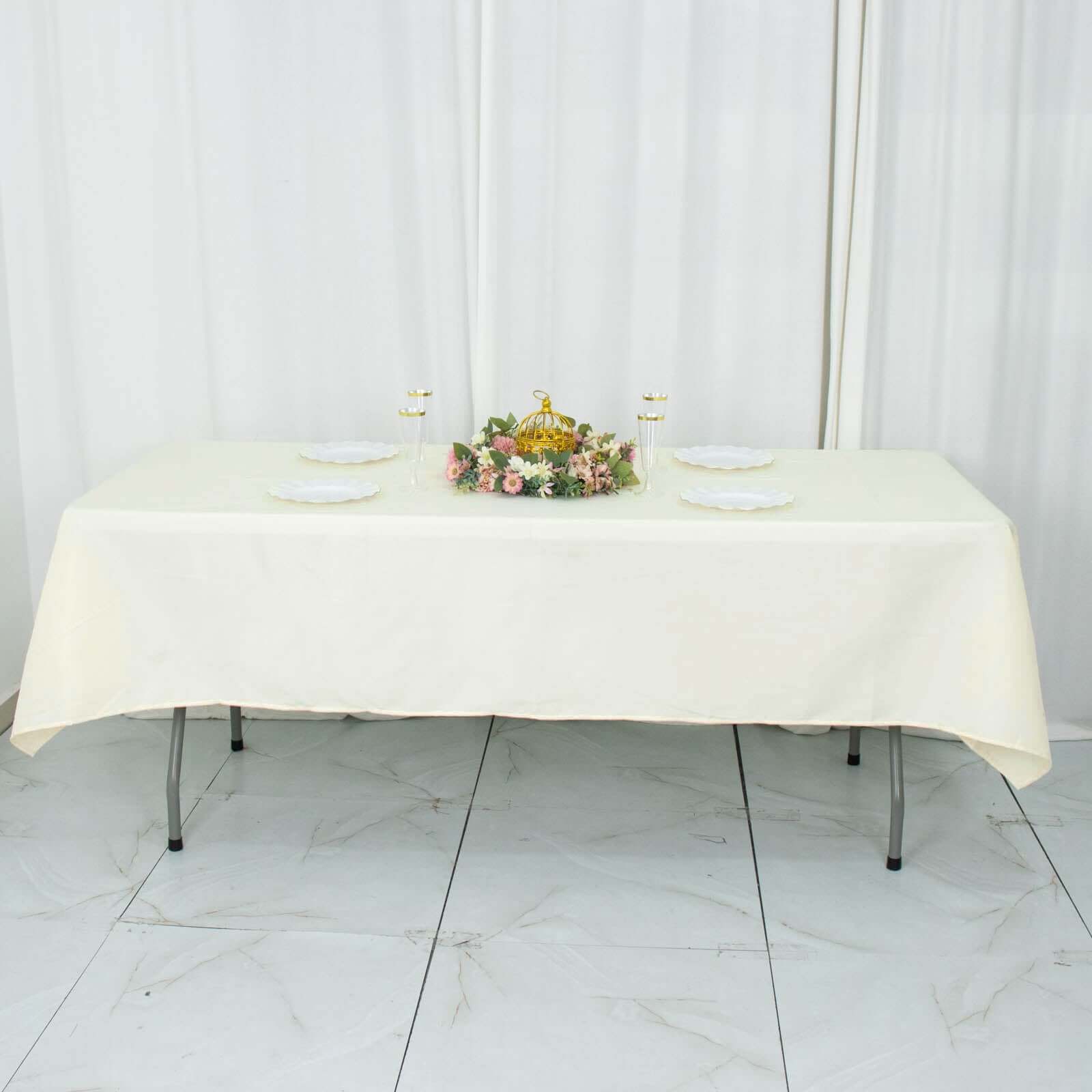 Premium Polyester 54x96 Rectangle Tablecloth Ivory - Durable 220GSM Stain-Resistant Fabric Table Cover