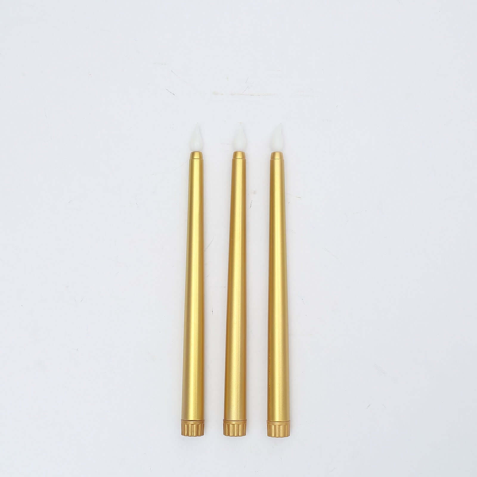 3-Pack LED Decorative Lighting Warm Flickering Gold - Flameless Taper Candles 11