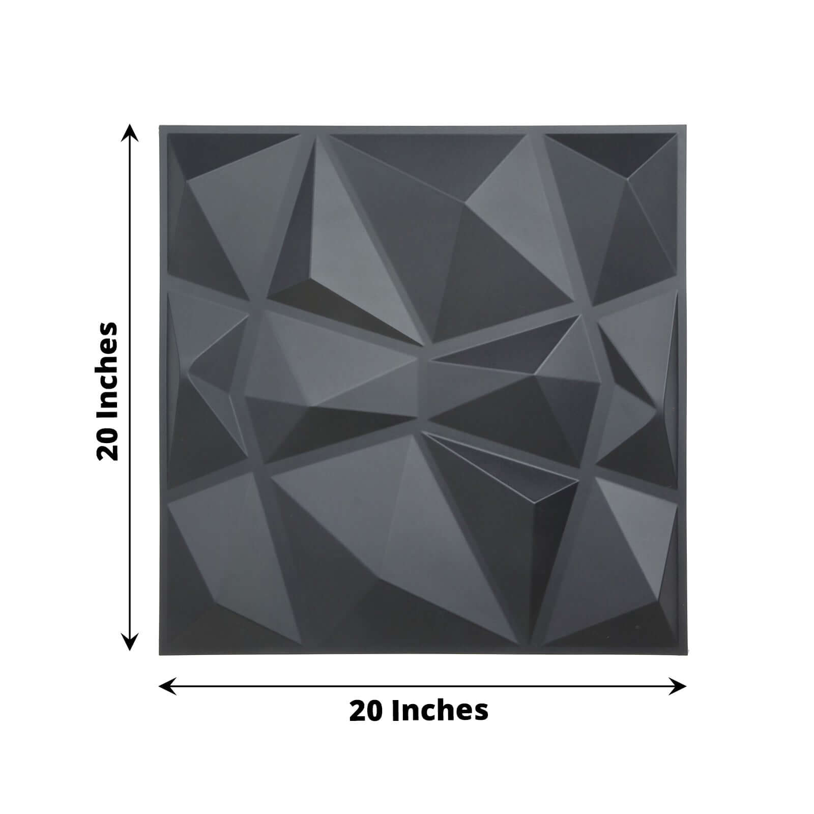 12 Pack 20x20 Matte Black 3D Texture PVC Diamond Design Wall Tiles, Stick On Waterproof Wall Panels