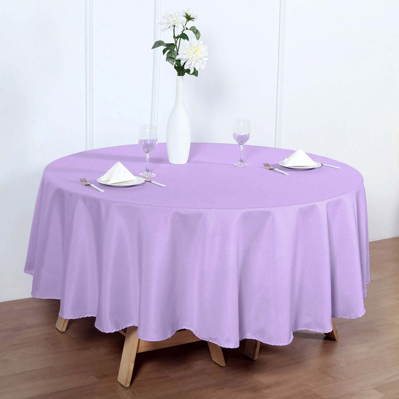 Polyester 90 Round Tablecloth Lavender Lilac - Stain & Wrinkle-Resistant Table Cover