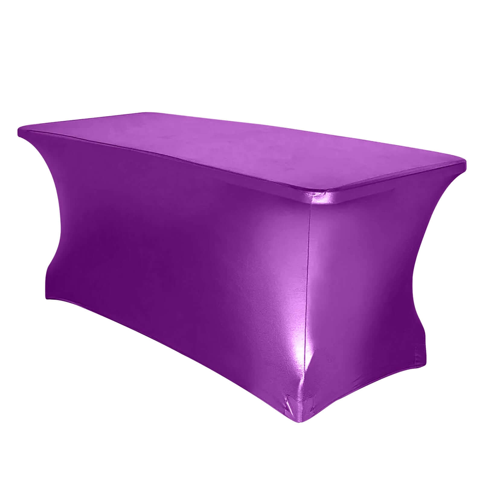 Metallic Purple Stretch Spandex Rectangle Tablecloth 6ft Wrinkle Free Fitted Table Cover for 72x30 Tables