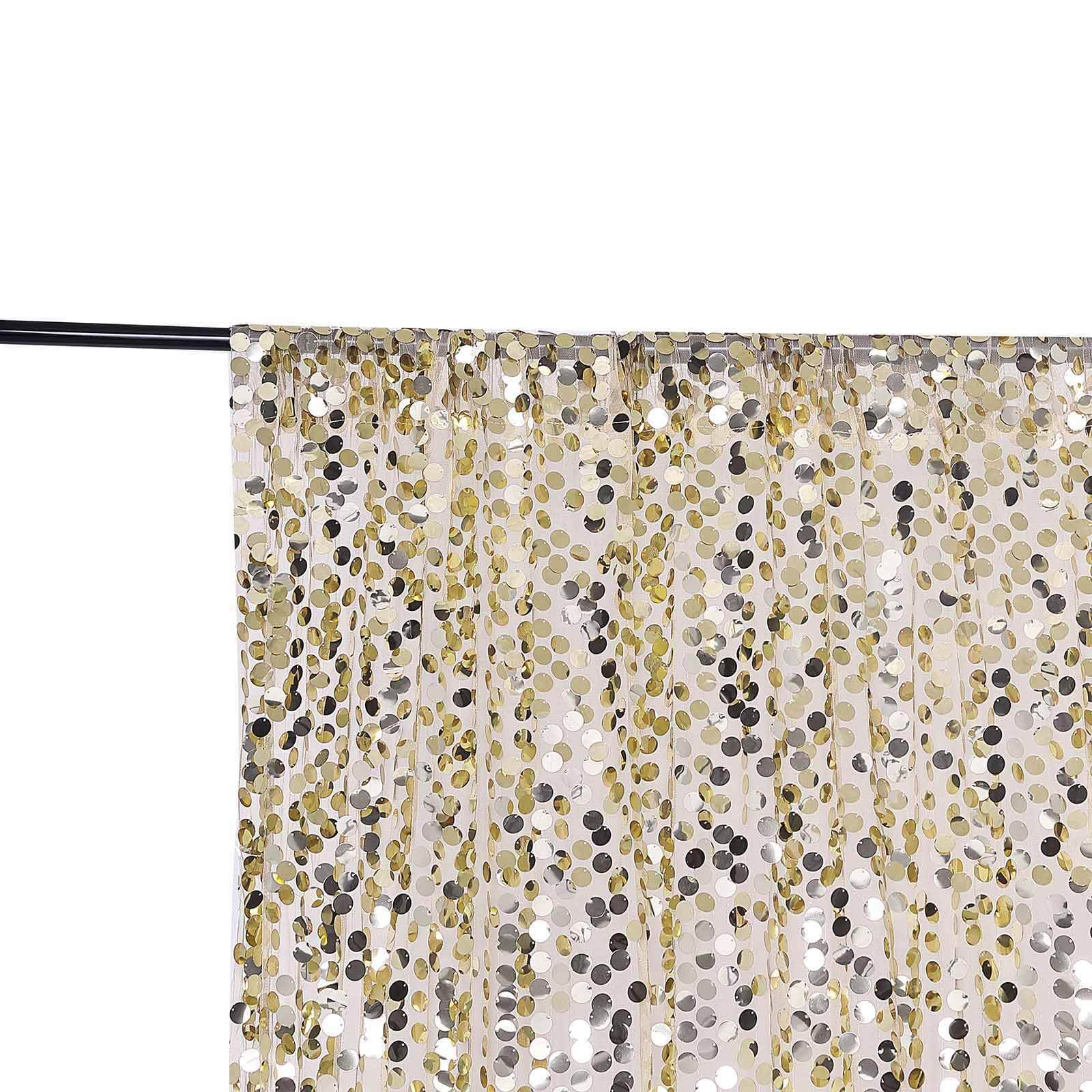 8ftx8ft Champagne Big Payette Sequin Event Curtain Drapes, Backdrop Event Panel