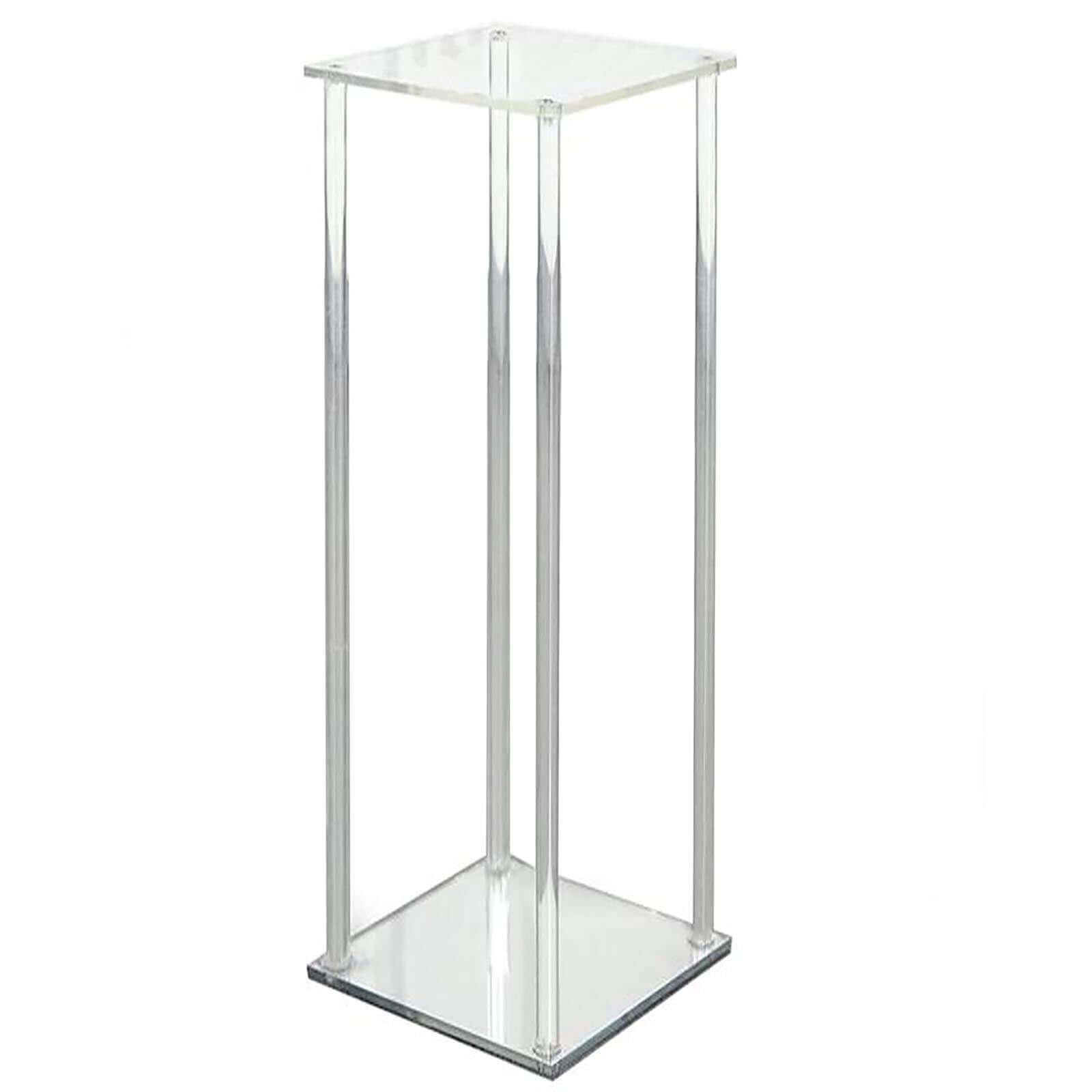 Acrylic Floor Vase Flower Stand with Square Mirror Base Clear - Durable Wedding Column Centerpiece for Events 40