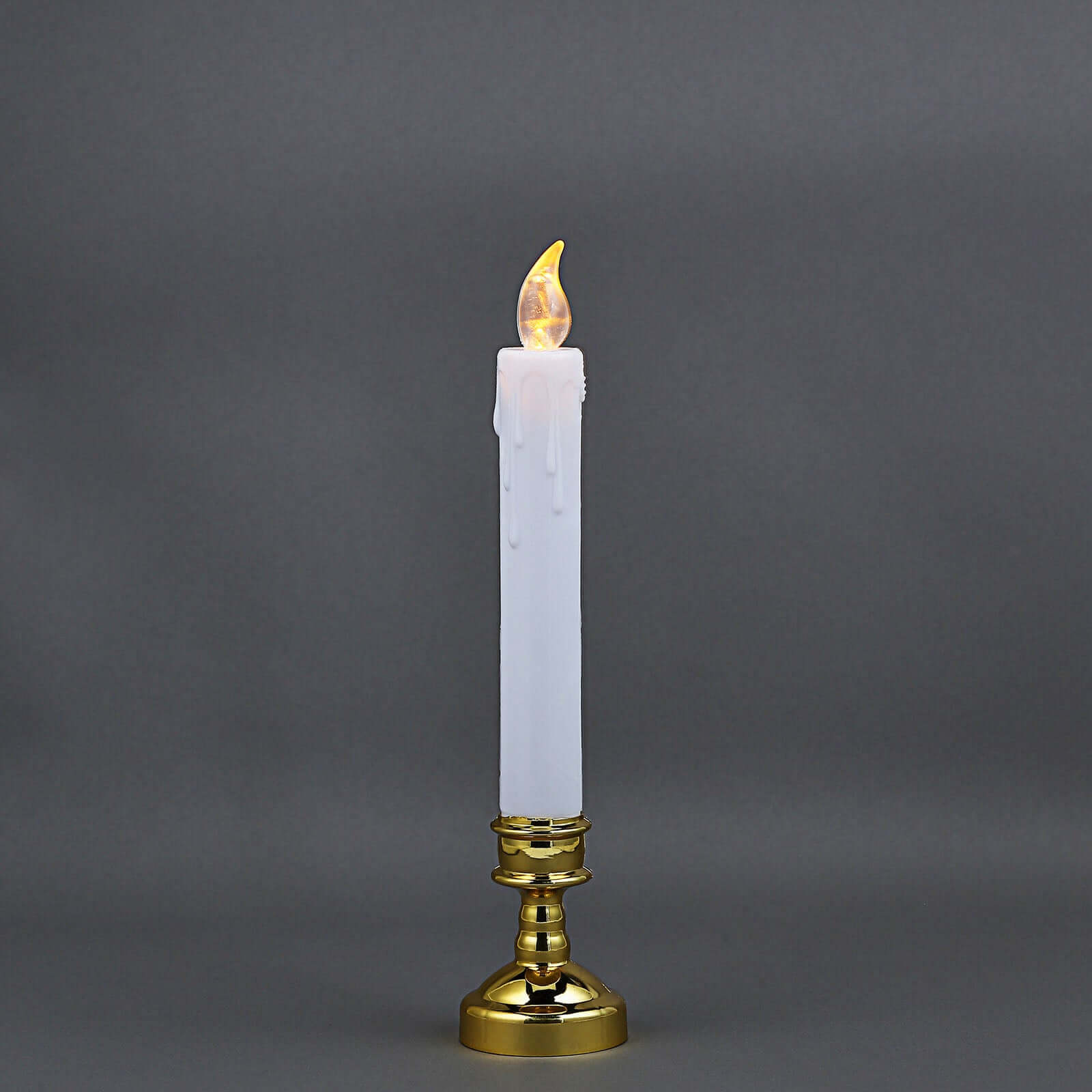 Set of 6 LED Window Candles Flickering White - Battery Operated Taper Candles with Gold Holders 10