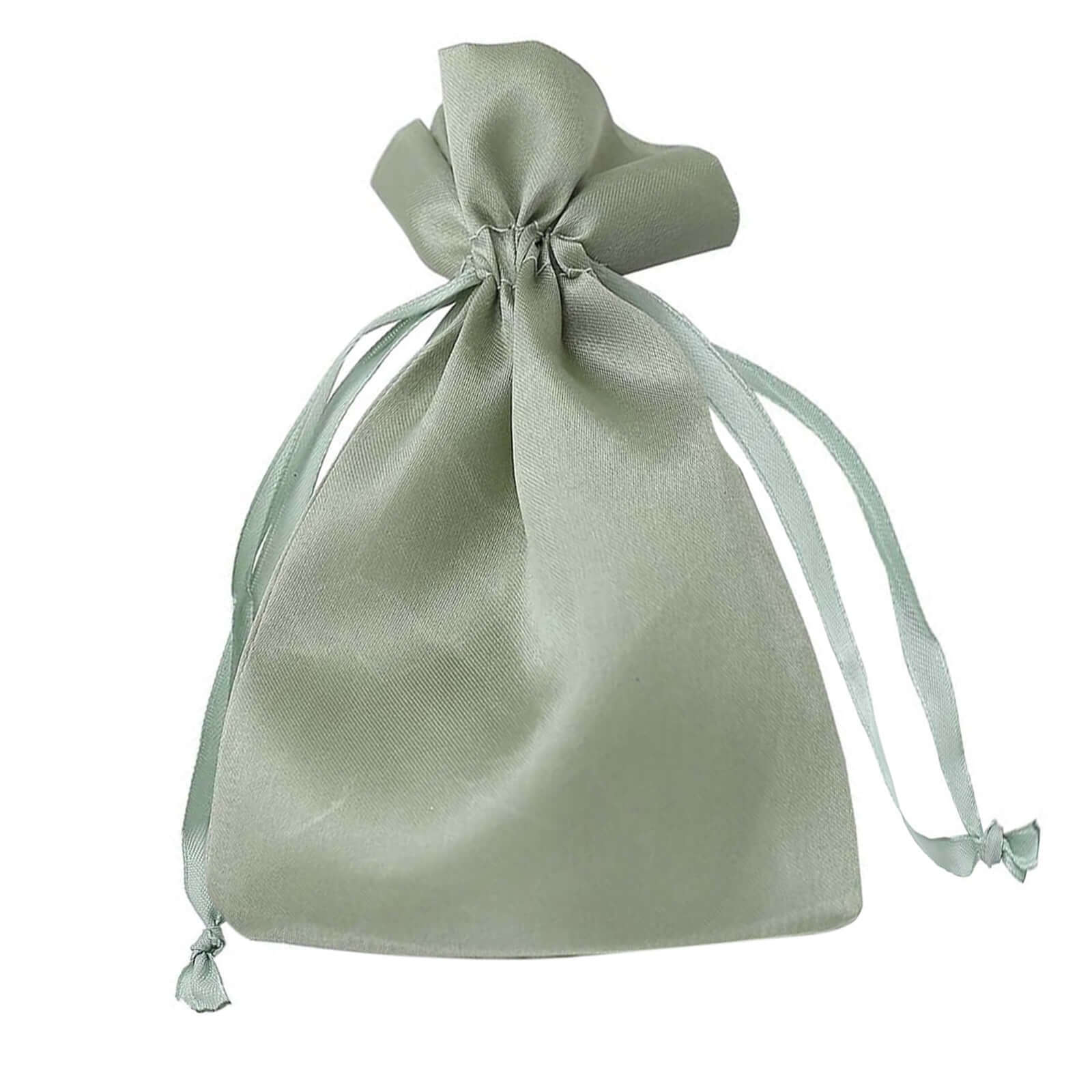 12 Pack 6x9 Sage Green Satin Wedding Party Favor Bags, Drawstring Pouch Gift Bags