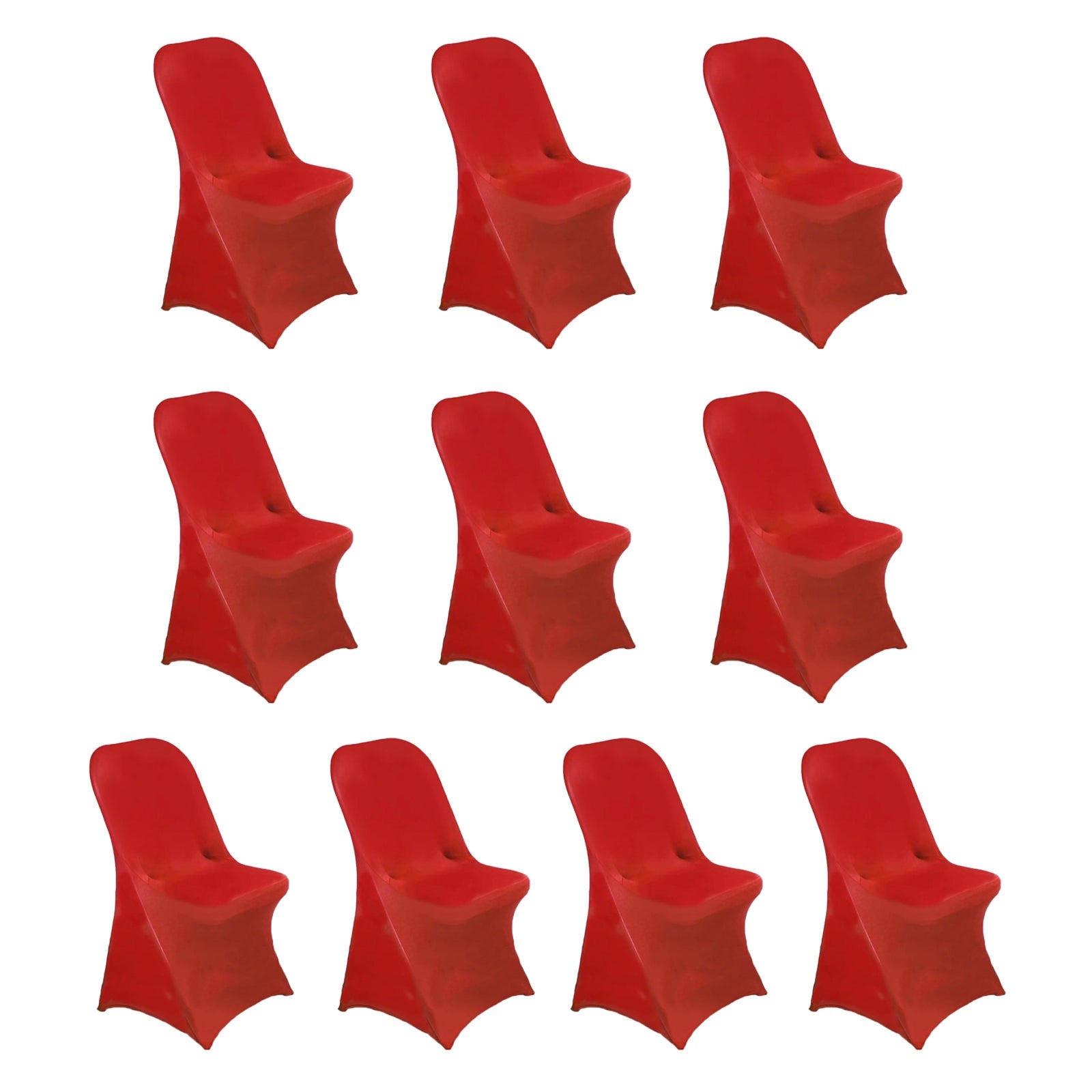 10 Pack Stretch Spandex Chair Covers Red for Folding Chairs - Durable 160GSM Fitted Slipcovers