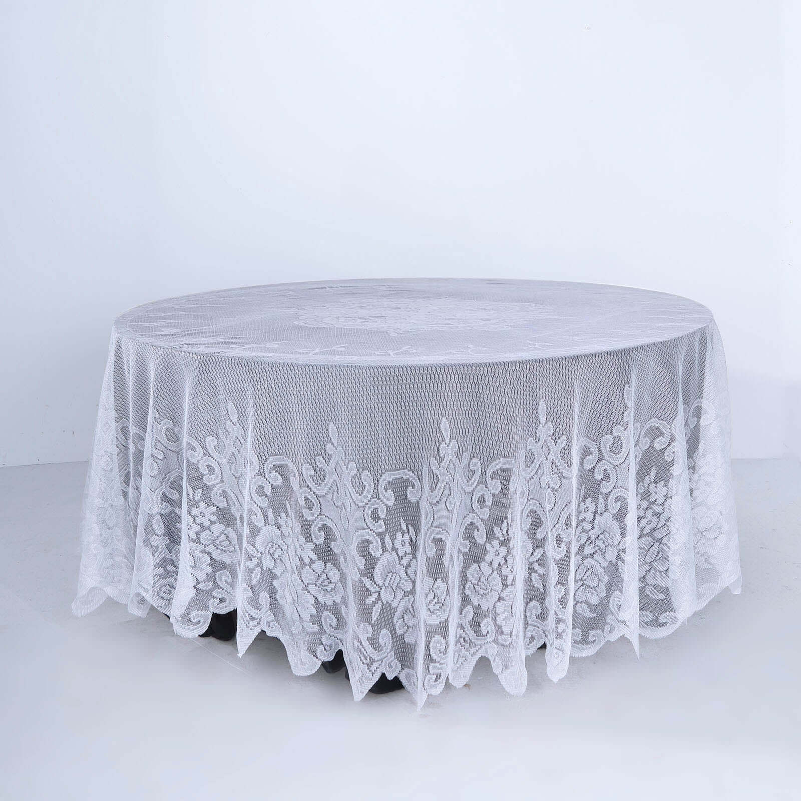 Lace 108 Round Tablecloth White - Premium Design for Formal Table Settings