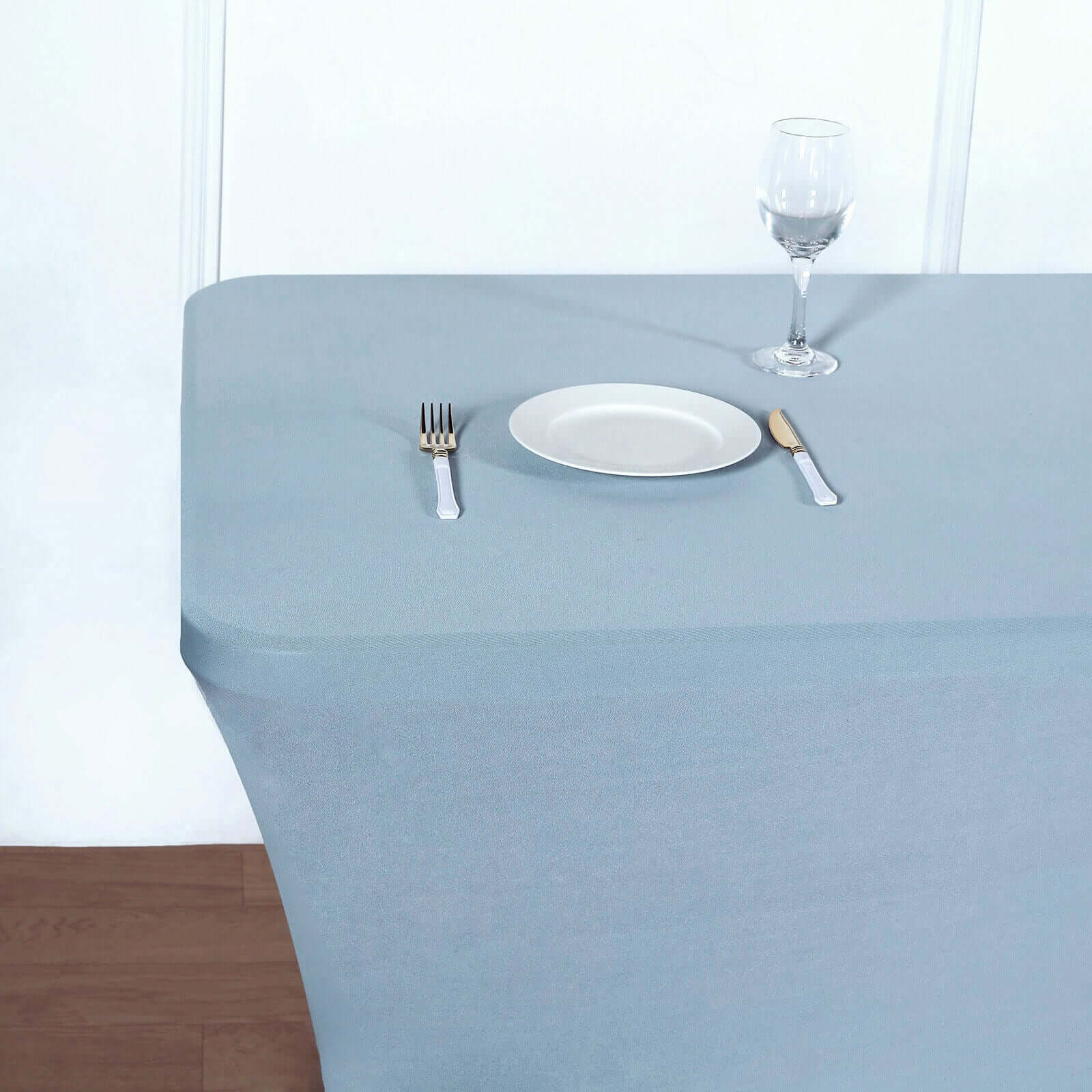 Stretch Spandex 6ft Rectangle Tablecloth Dusty Blue - Durable Form-Fitting Table Cover for Events & Presentations