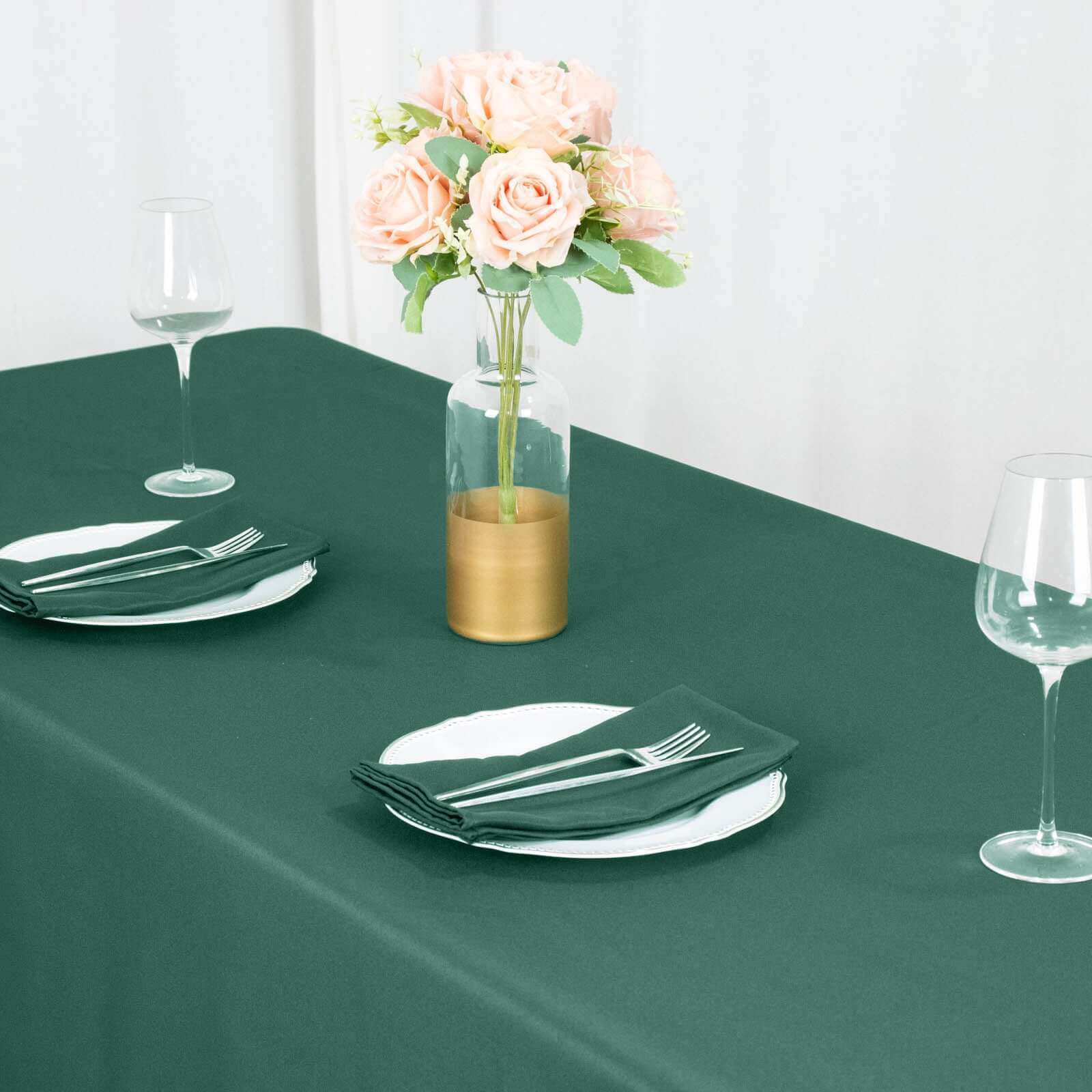 Polyester Square 54x54 Tablecloth Hunter Emerald Green - Wrinkle-Resistant & Durable Table Cover