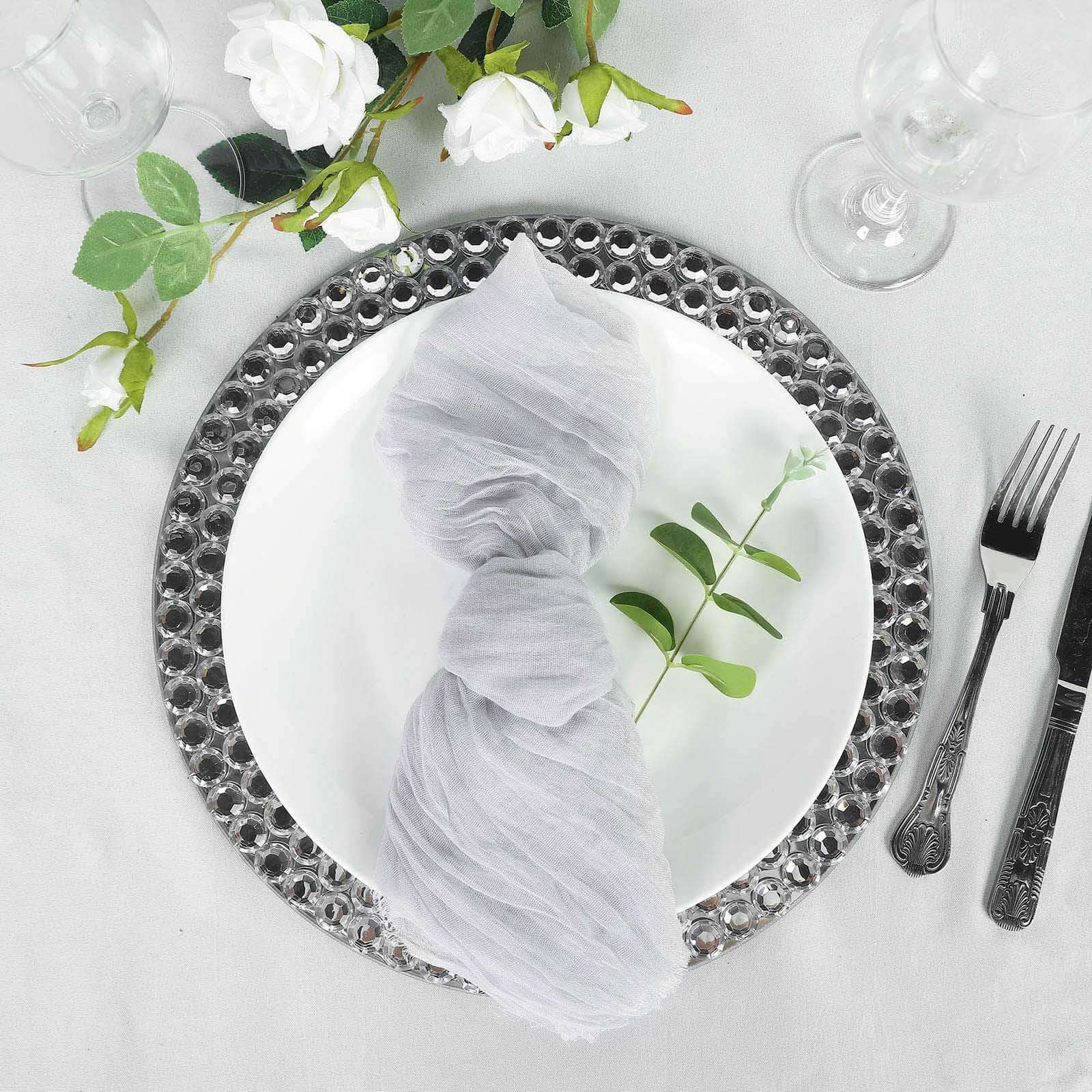 5 Pack Gauze Cheesecloth 24x19 Napkins Silver Reusable Dinner Napkins