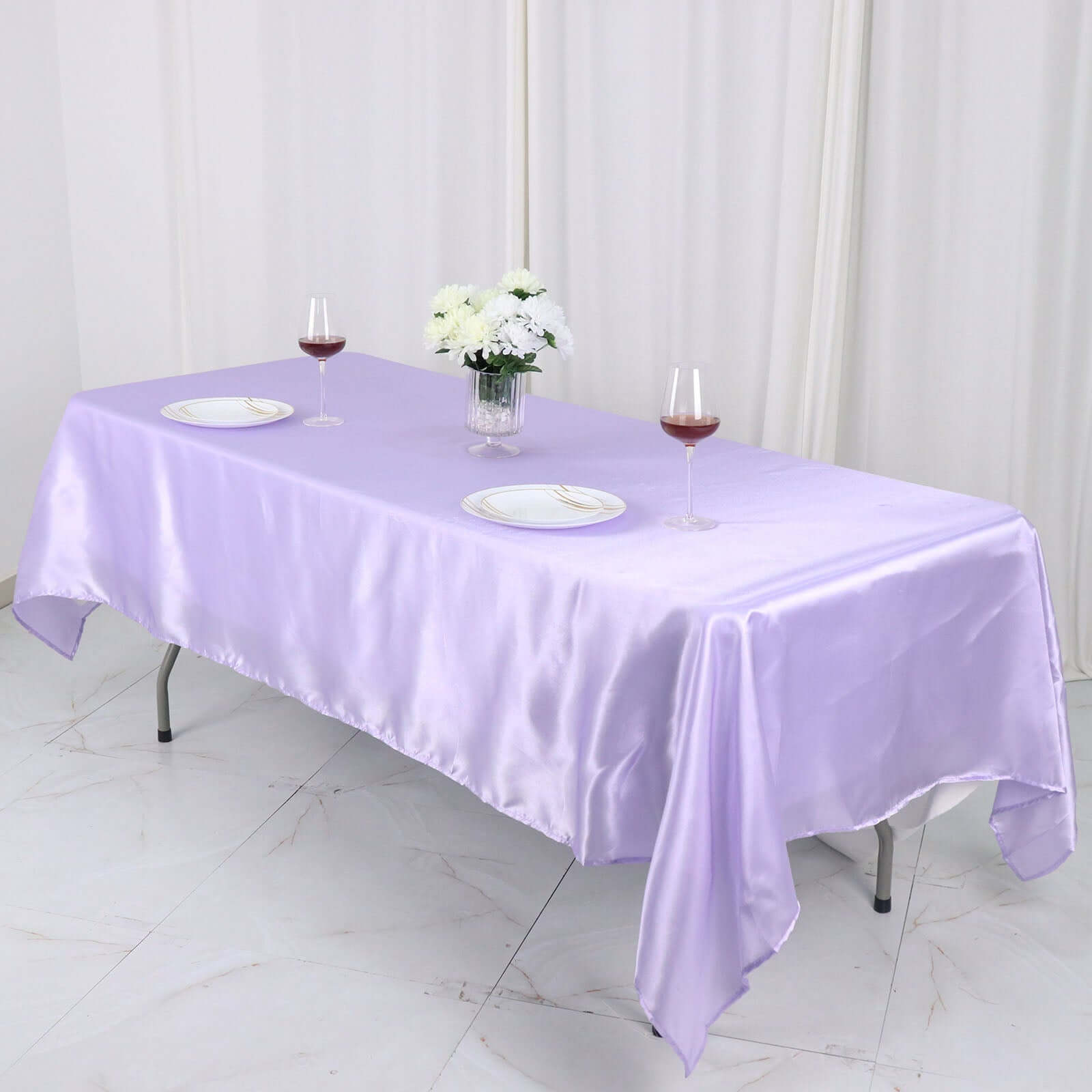 Satin Rectangular 60x102 Tablecloth Lavender Lilac - Smooth and Lustrous Table Cover