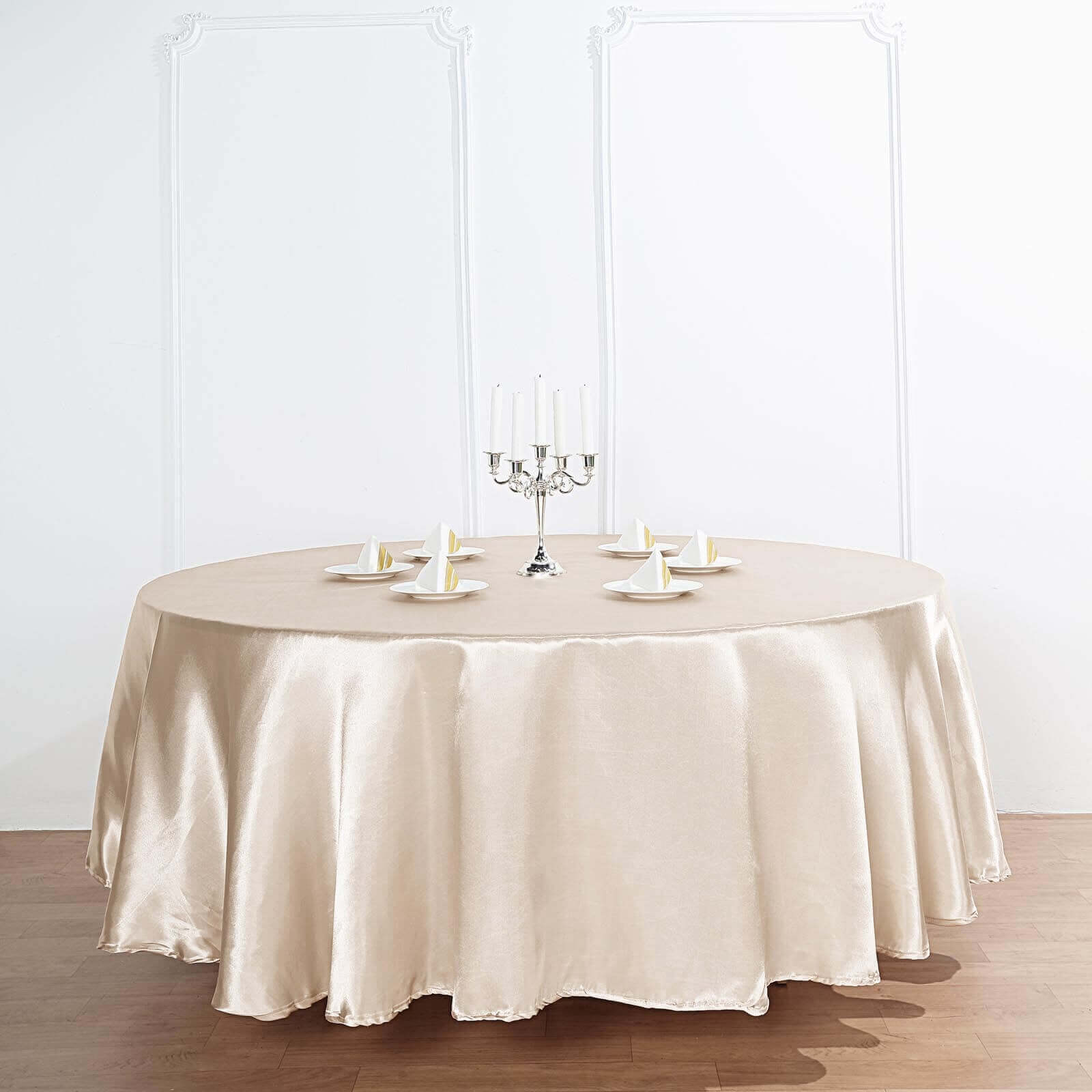 Satin 90 Round Tablecloth Beige - Smooth and Lustrous Table Cover