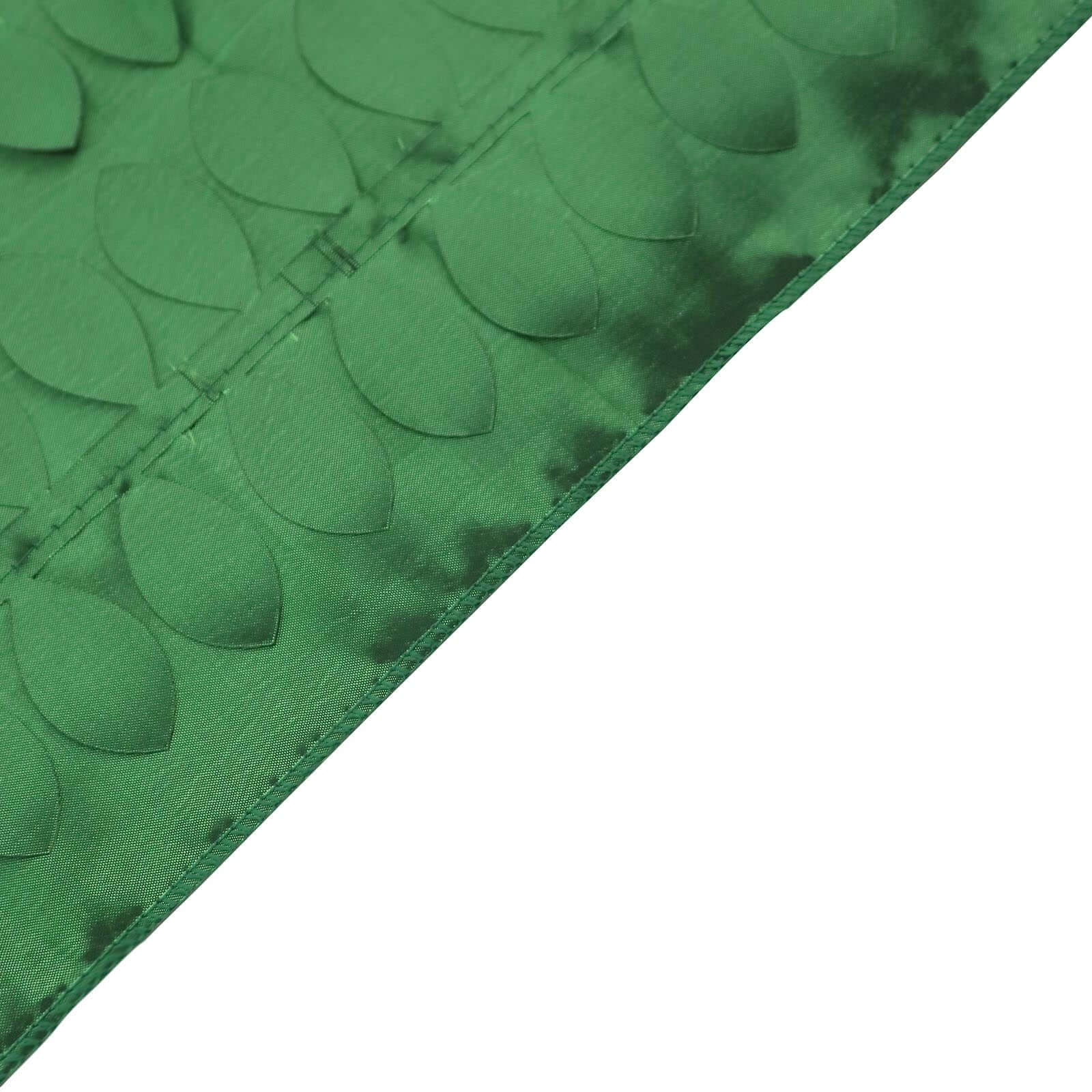 Taffeta Fabric 12x108 Table Runner Green - 3D Leaf Petal Design