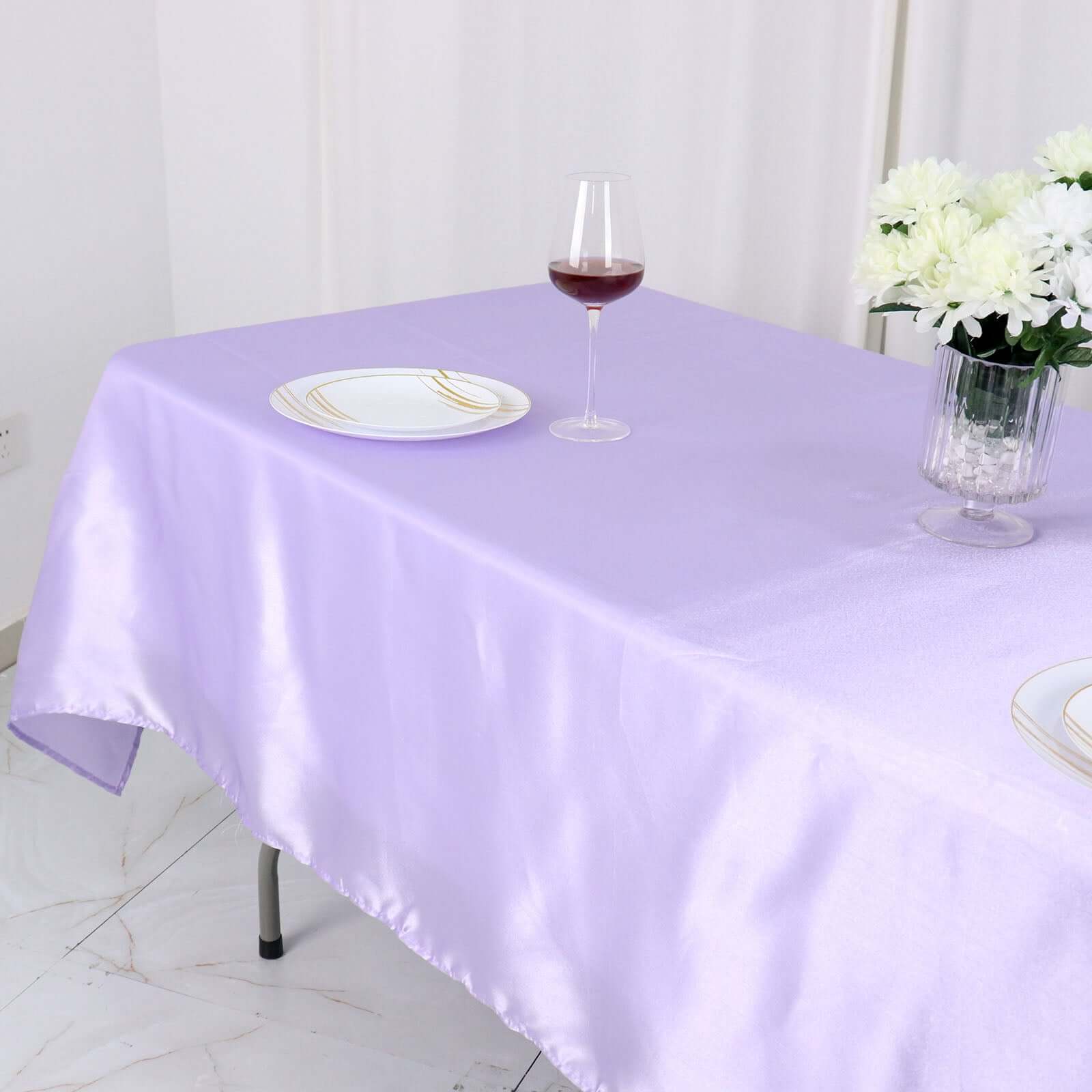 Satin Rectangular 60x102 Tablecloth Lavender Lilac - Smooth and Lustrous Table Cover