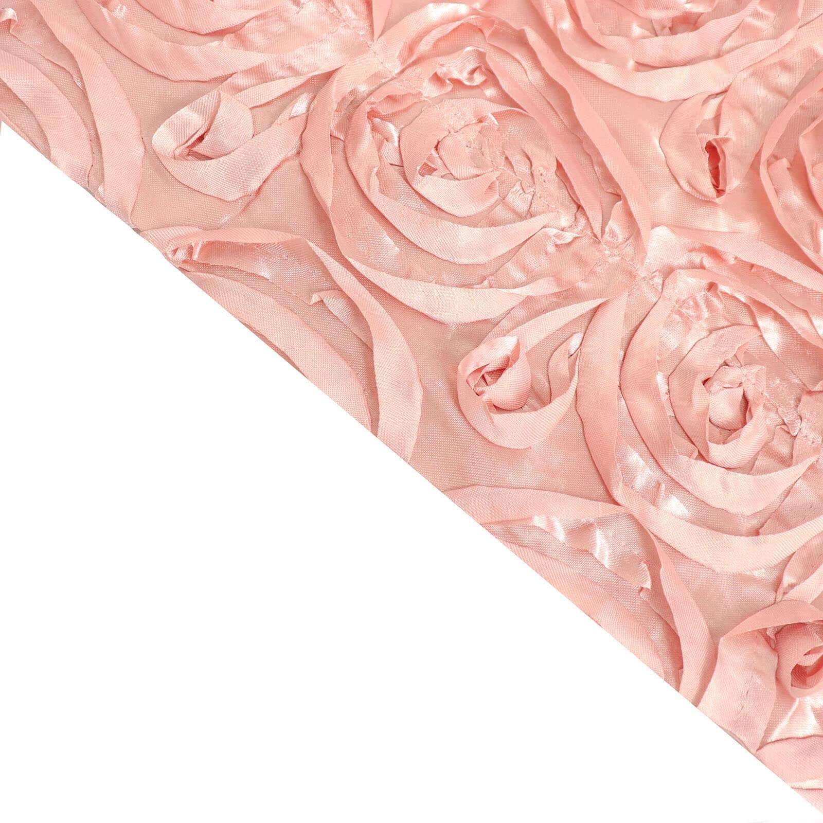 Satin 90x132 Rectangle Tablecloth Dusty Rose - Grandiose 3D Rosette Seamless Table Cover