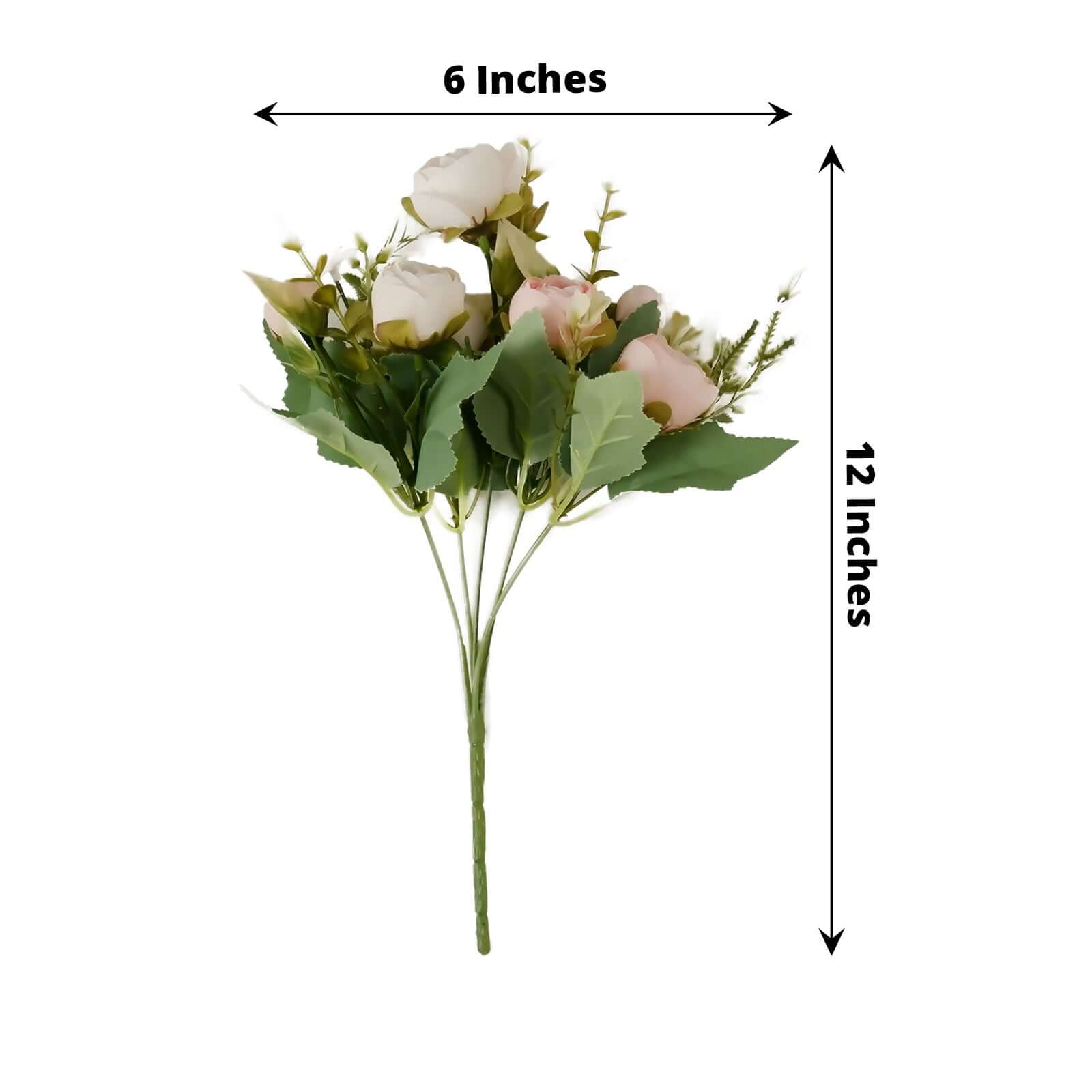 4 Pack 12 Artificial Blush Ranunculus Silk Flower Bridal Bouquets, Faux Buttercup Floral Arrangement