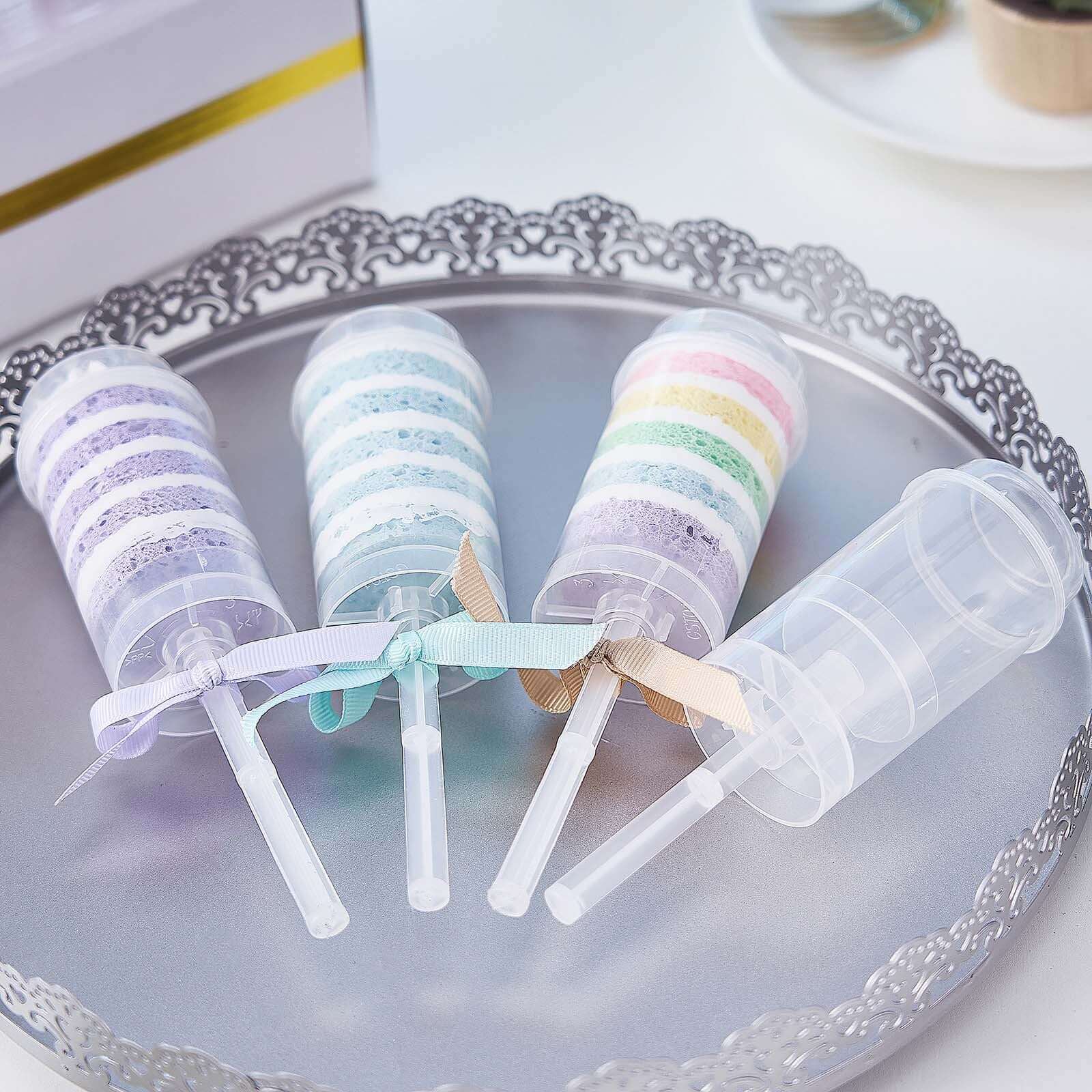 12-Pack Plastic Cake Push-Up Pops Clear with Holder - Easy-to-Use Push Pop Containers for Layered Desserts Jello & Candy Displays