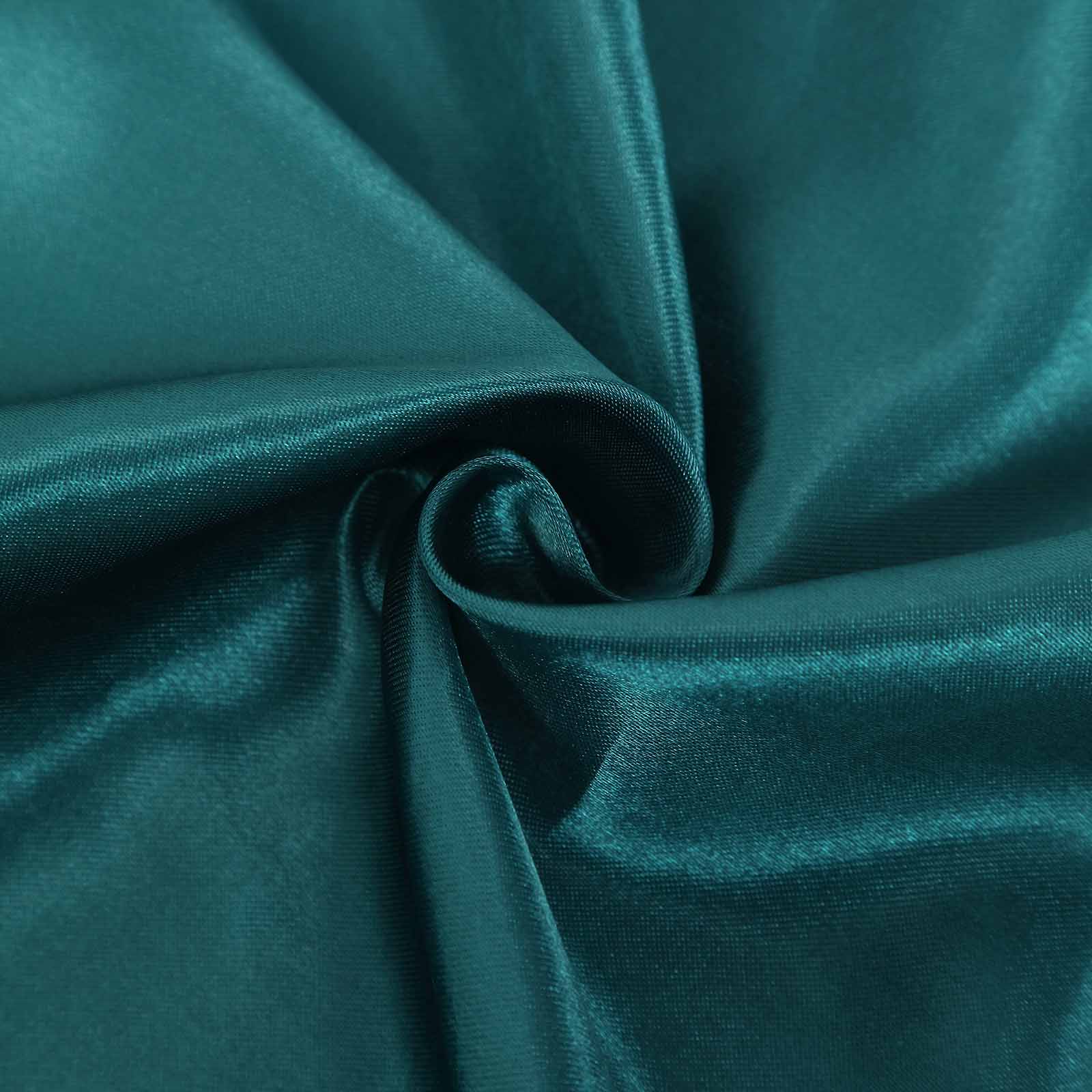 Satin Chair Cover Self-Tie Universal Design Peacock Teal - Durable Slip-On Cover for Folding, Dining, Banquet & Standard Chairs