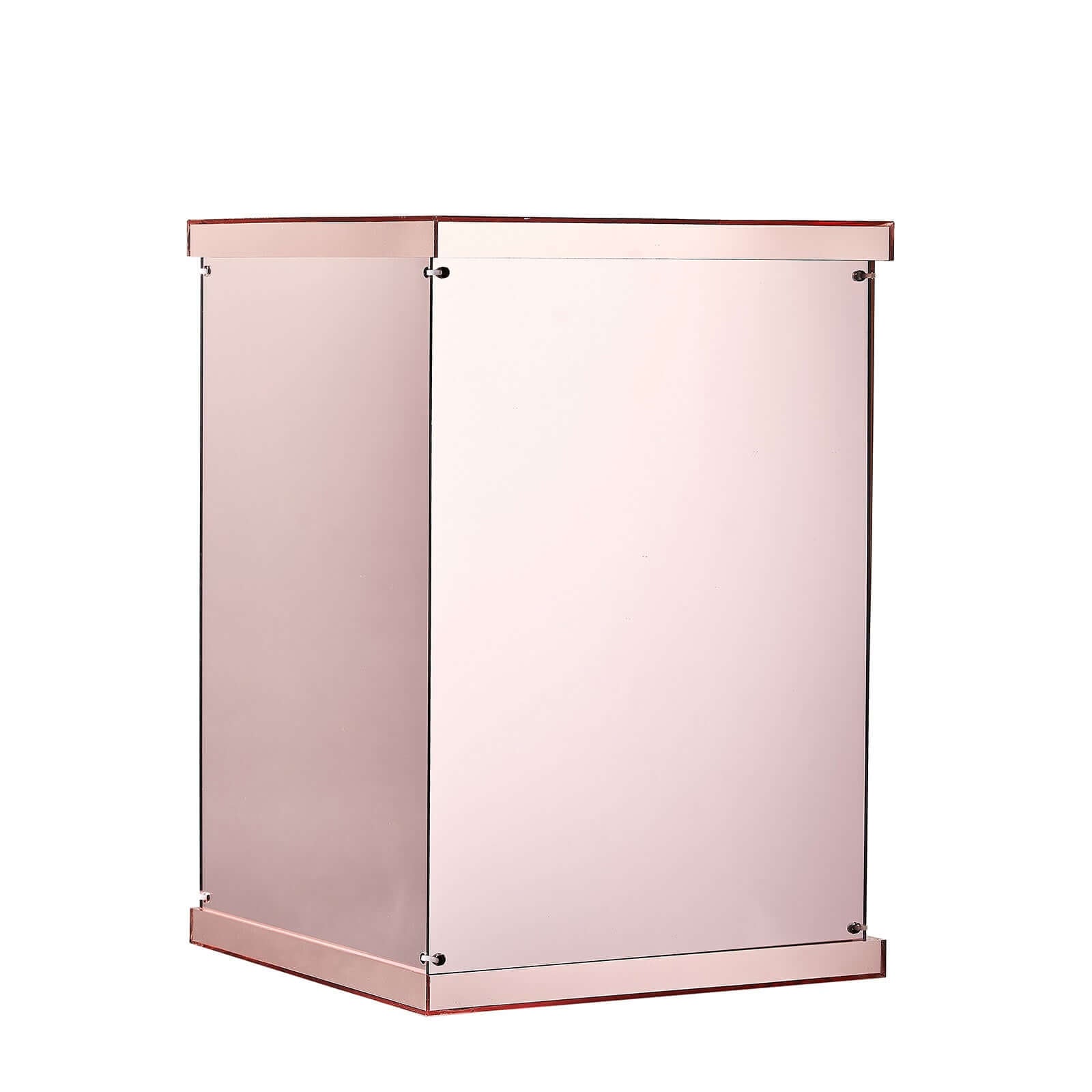 Set of 5 Rose Gold Mirror Finish Acrylic Display Boxes, Pedestal Risers with Interchangeable Lid and Base - 12,16,24,32,40