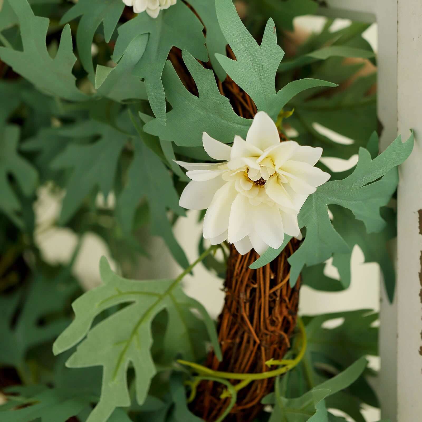 5.5ft Cream Artificial Daisy, Magnolia Leaf Flower Garland Faux Vine