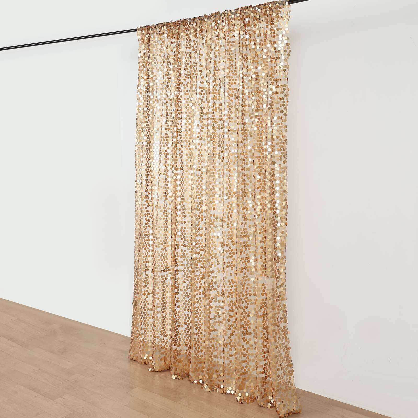 8ftx8ft Matte Champagne Big Payette Sequin Event Curtain Drapes, Backdrop Event Panel