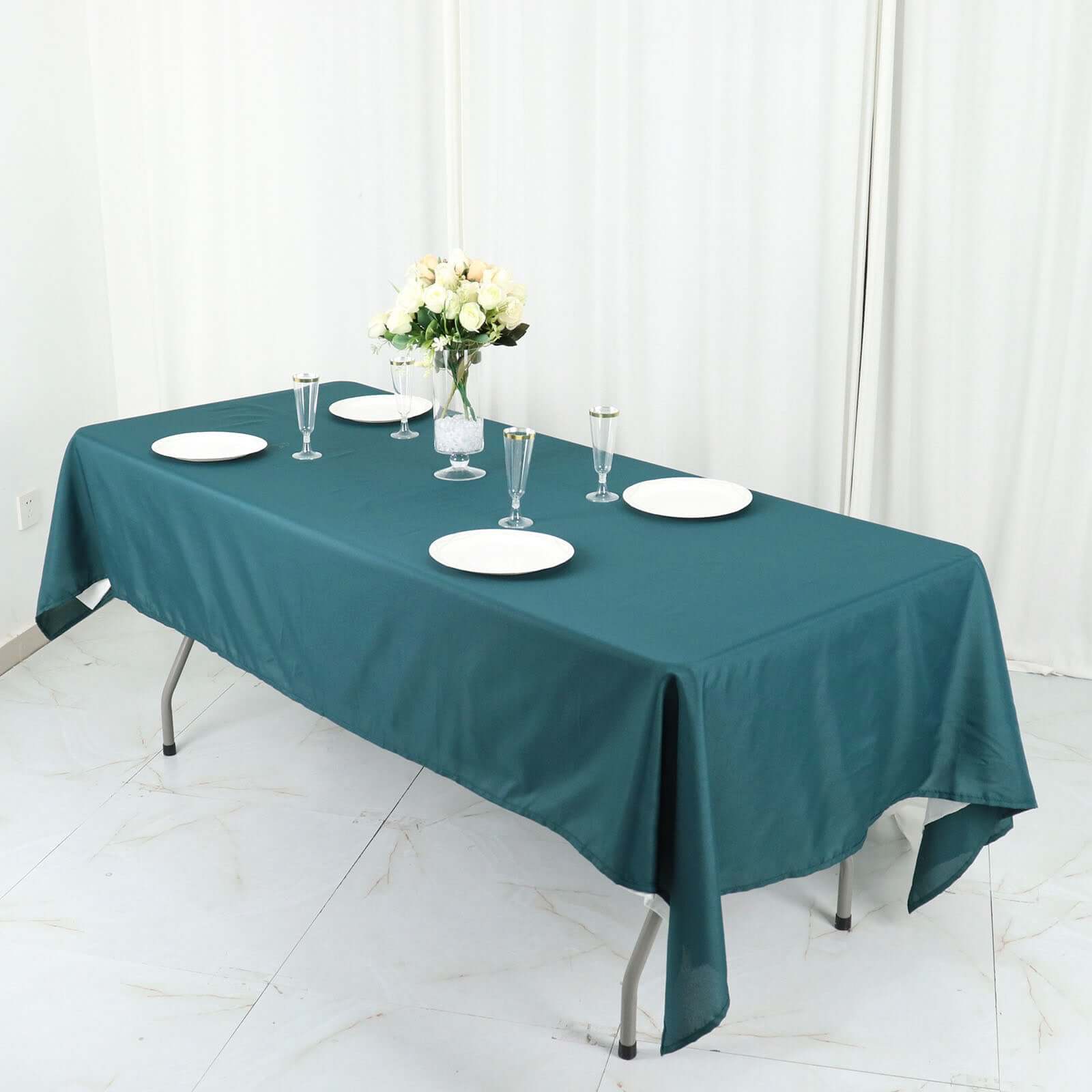 Polyester 60x102 Rectangle Tablecloth Peacock Teal - Durable and Stylish Table Cover