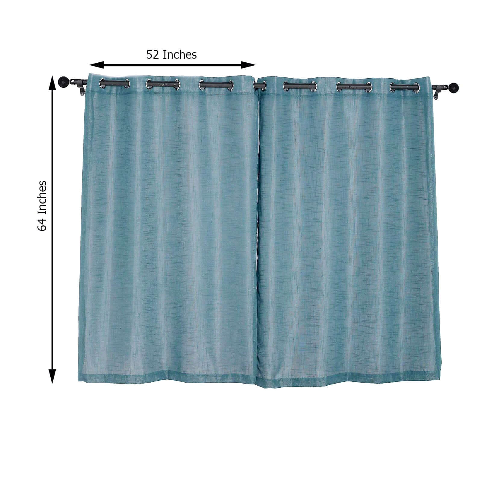 2 Pack Handmade Light Blue Faux Linen Curtains 52x64, Curtain Panels With Chrome Grommets