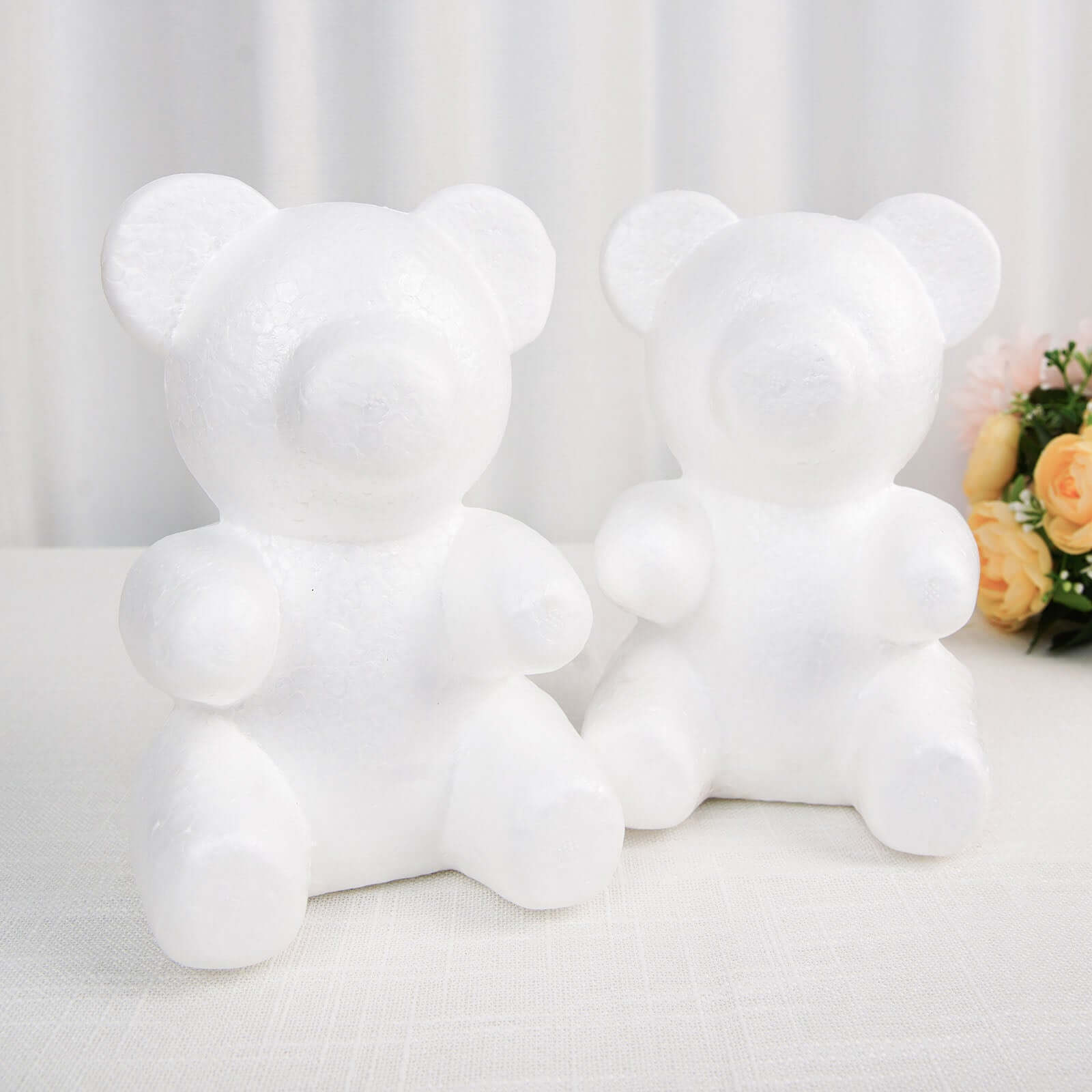 2 Pack 7 DIY White 3D Modeling StyroFoam Bears, Polystyrene Craft Foam Animals