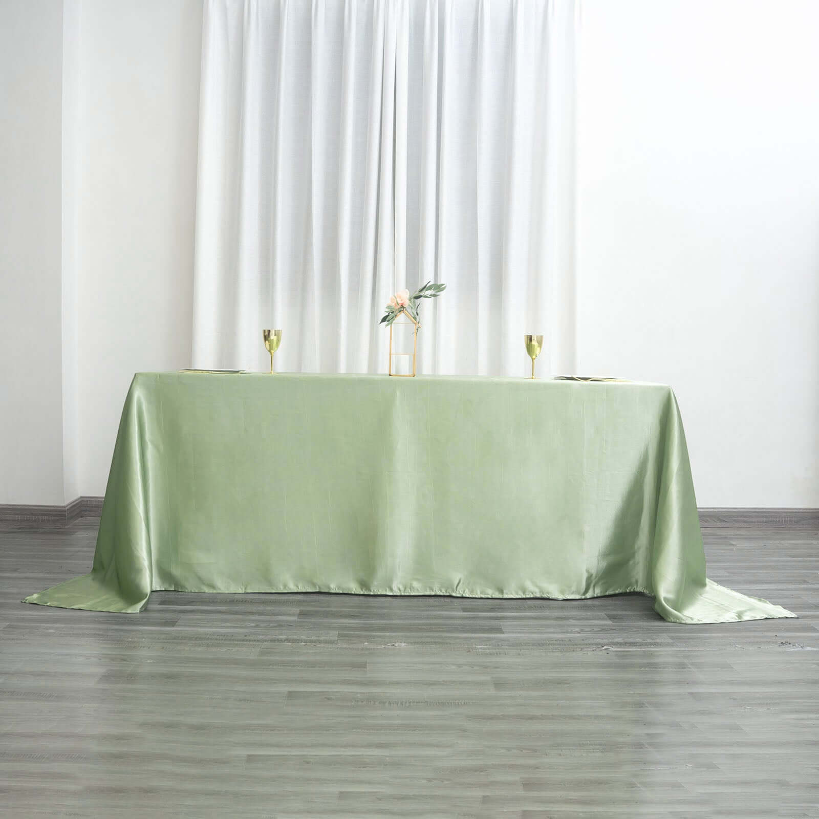 Satin Rectangular 90x132 Tablecloth Sage Green Satin - Seamless Table Cover