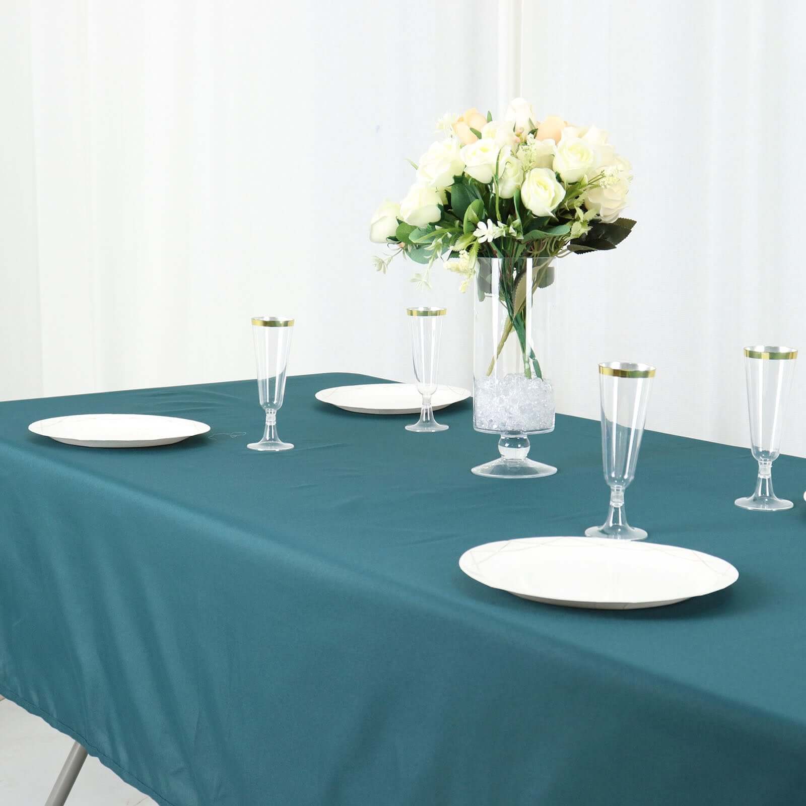 Polyester 60x102 Rectangle Tablecloth Peacock Teal - Durable and Stylish Table Cover