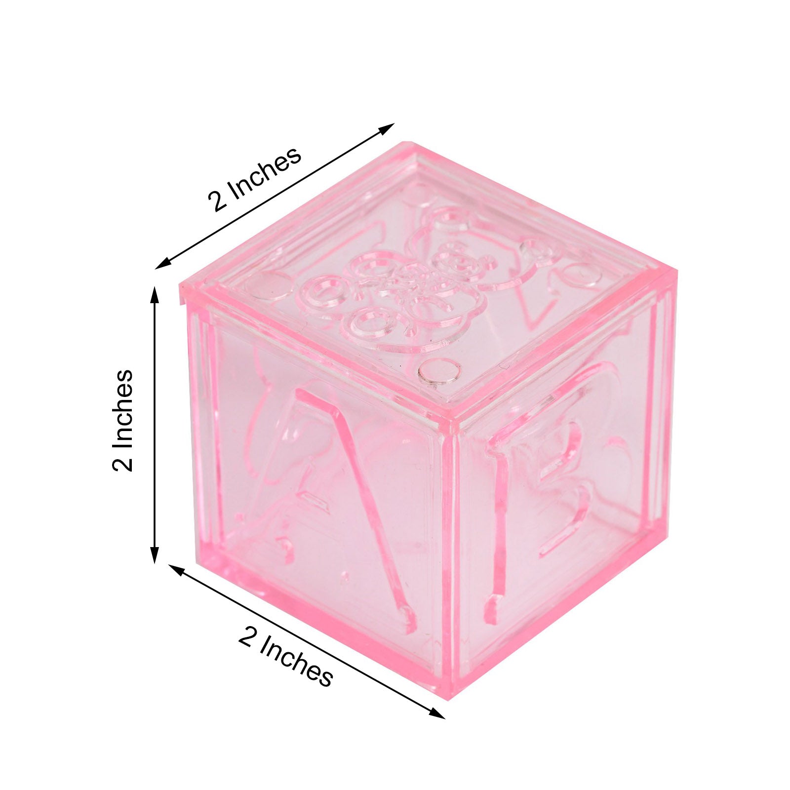 12 Pack 2 Pink Fillable Plastic Baby Shower Candy Gift Boxes, Transparent Baby Blocks Favor Boxes