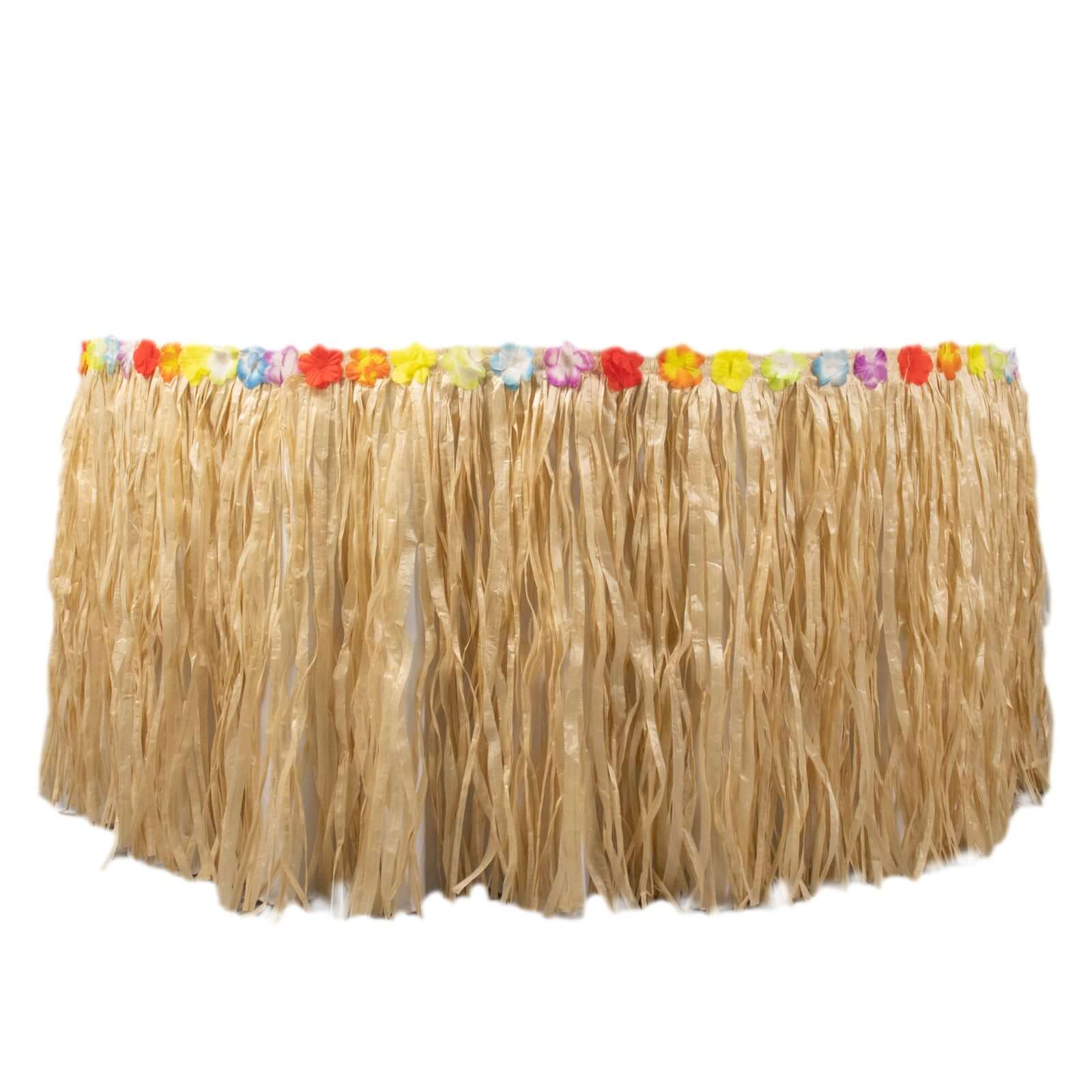 Raffia Grass Table Skirt Natural - Rustic Skirt for Hawaiian Party Decor 9ft