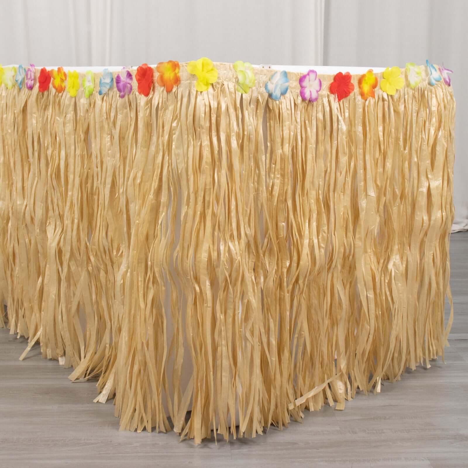 Raffia Grass Table Skirt Natural - Rustic Skirt for Hawaiian Party Decor 9ft