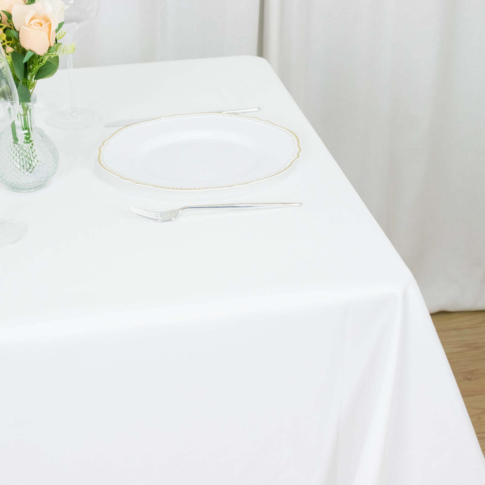 Premium Polyester Square Tablecloth 90x90 White 220GSM Wrinkle-Resistant Table Cover for Stylish Gatherings