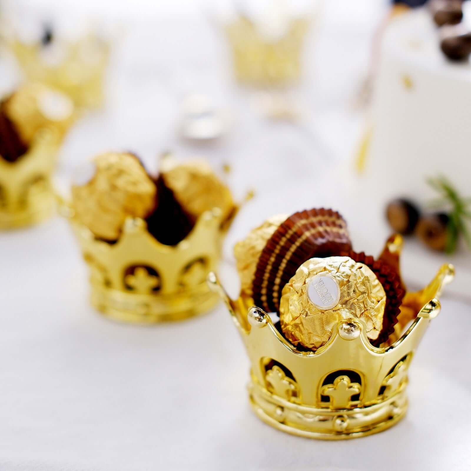 12-Pack Fillable Mini Crown Candy Container Gold - Regal Baby Shower Candy Treat Favor Containers 3