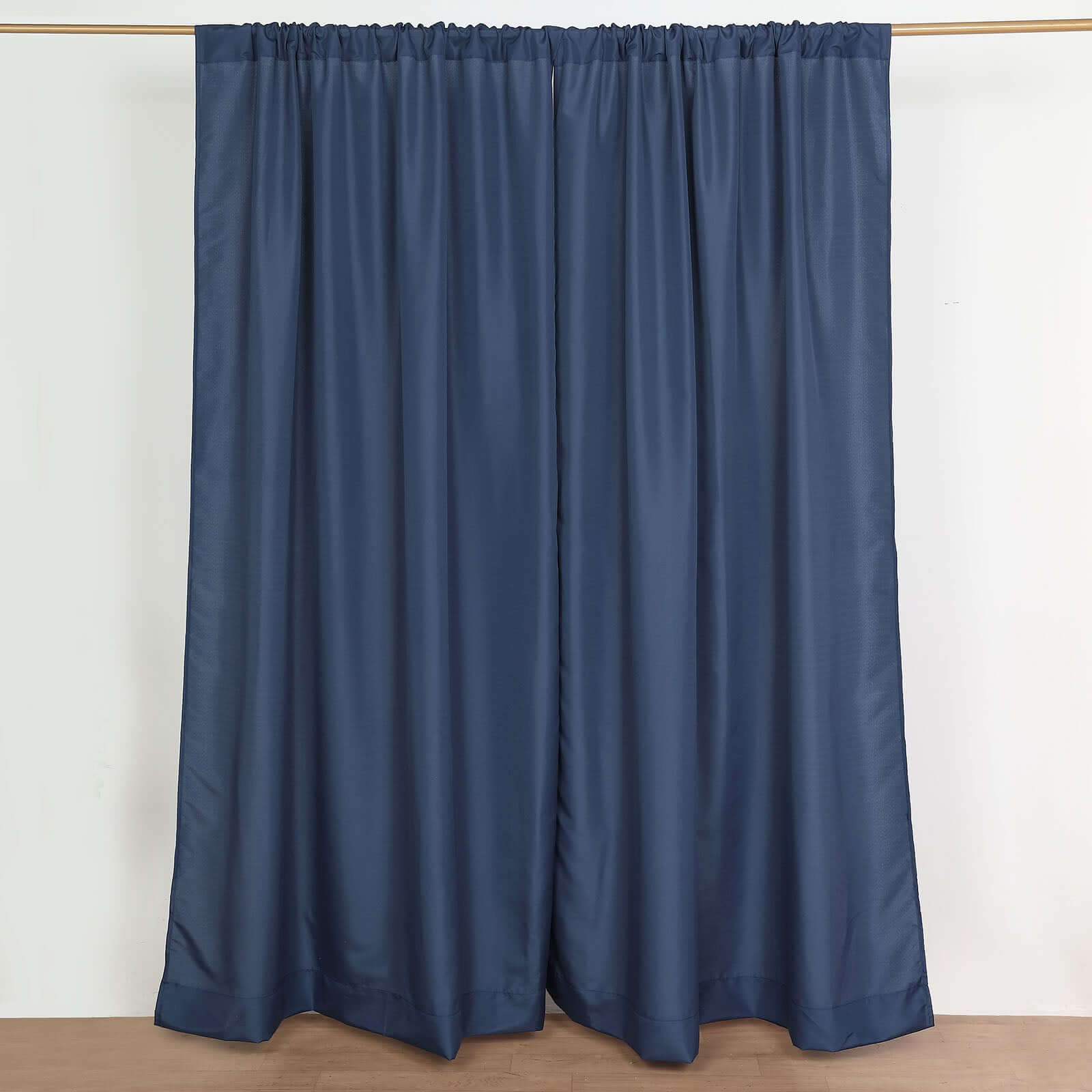 2 Pack Navy Blue Polyester Event Curtain Drapes, 10ftx8ft Backdrop Event Panels With Rod Pockets 130 GSM