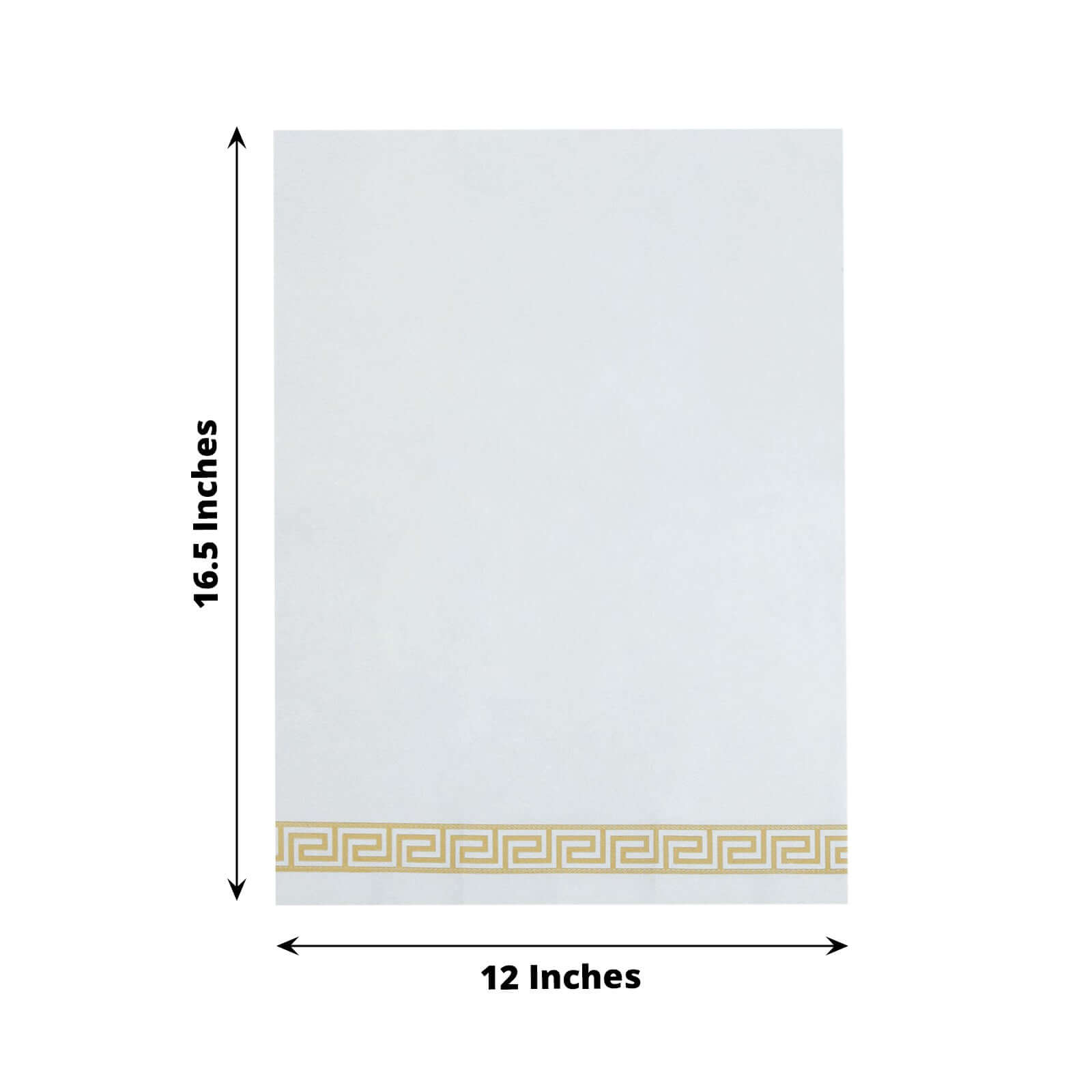 25 Pack Linen-Like Paper 8x4 Napkins White with Gold Greek Key Design - Soft & Absorbent Airlaid Hand Towels for Exquisite Weddings & Events