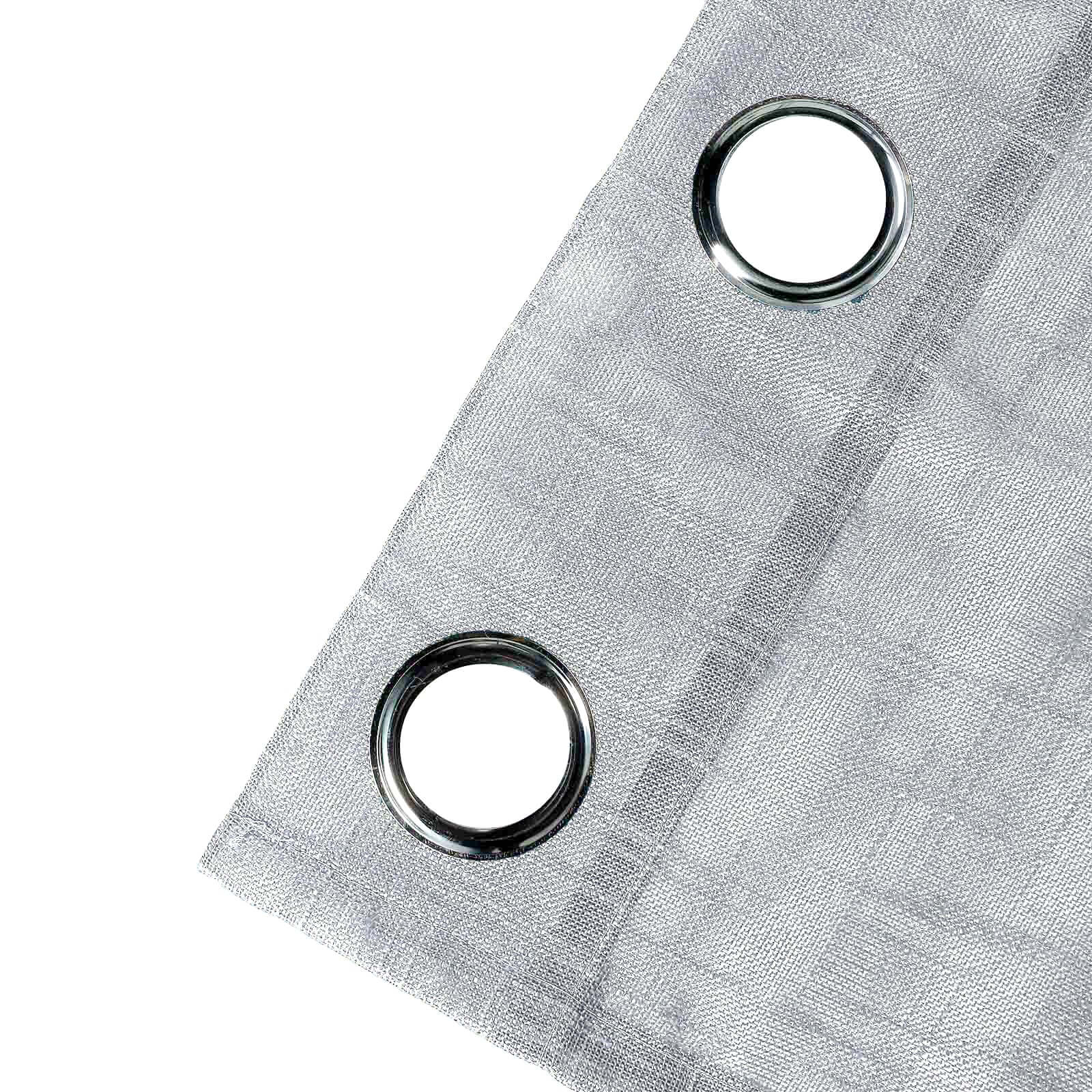 2 Pack Handmade Silver Faux Linen Curtains 52x84, Curtain Panels With Chrome Grommets